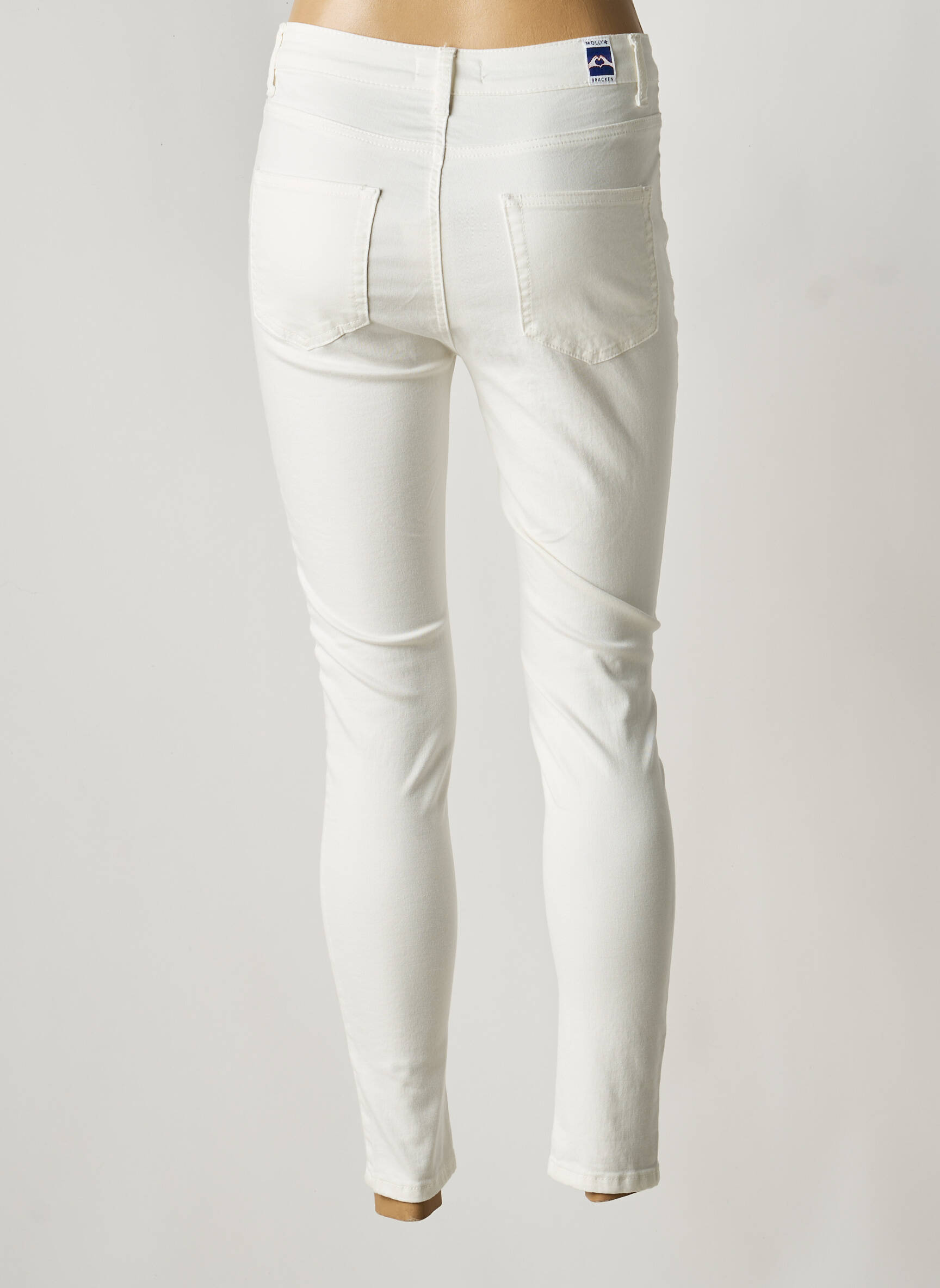 Pantalon slim țesătură poplin mărime normală alb MOLLY BRACKEN femeie