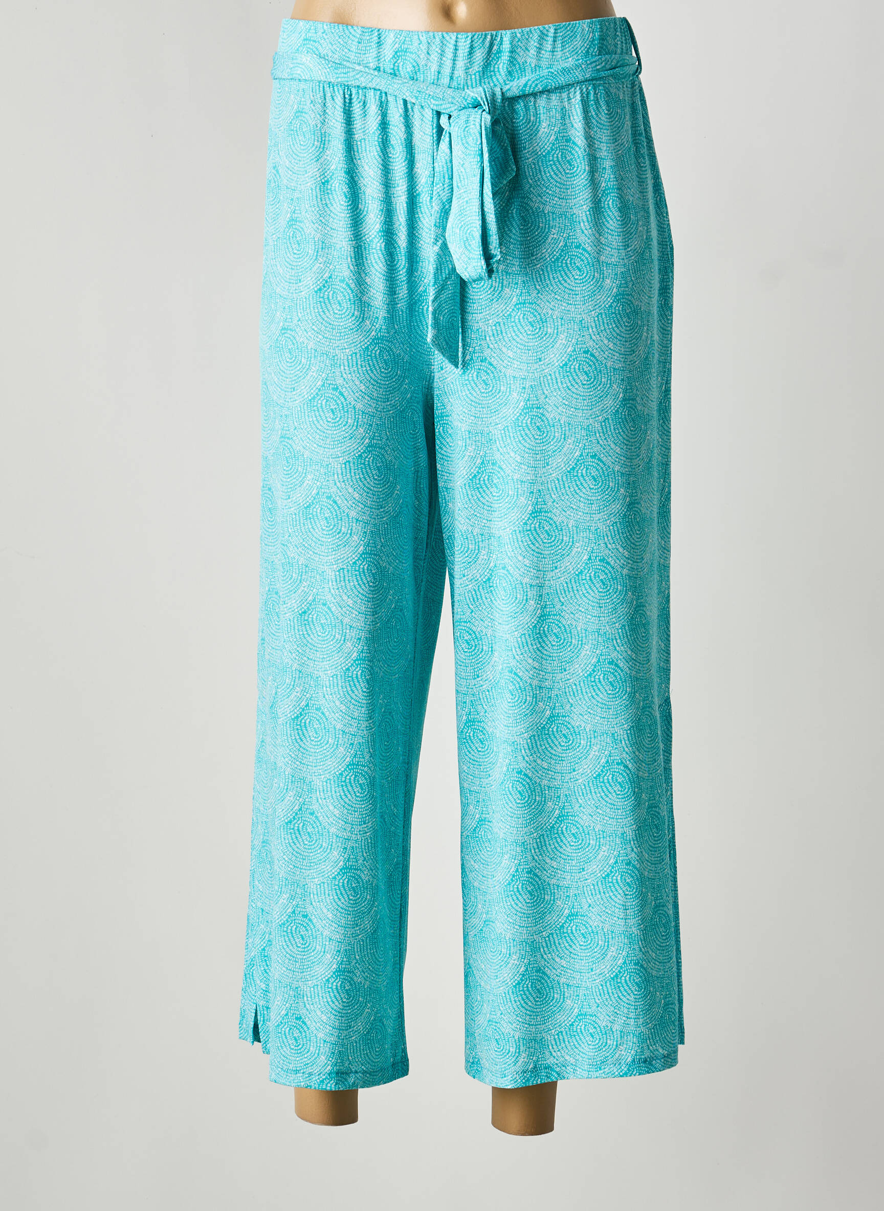 Pantalon larg țesătură poplin mărime normală albastru MARBLE femeie