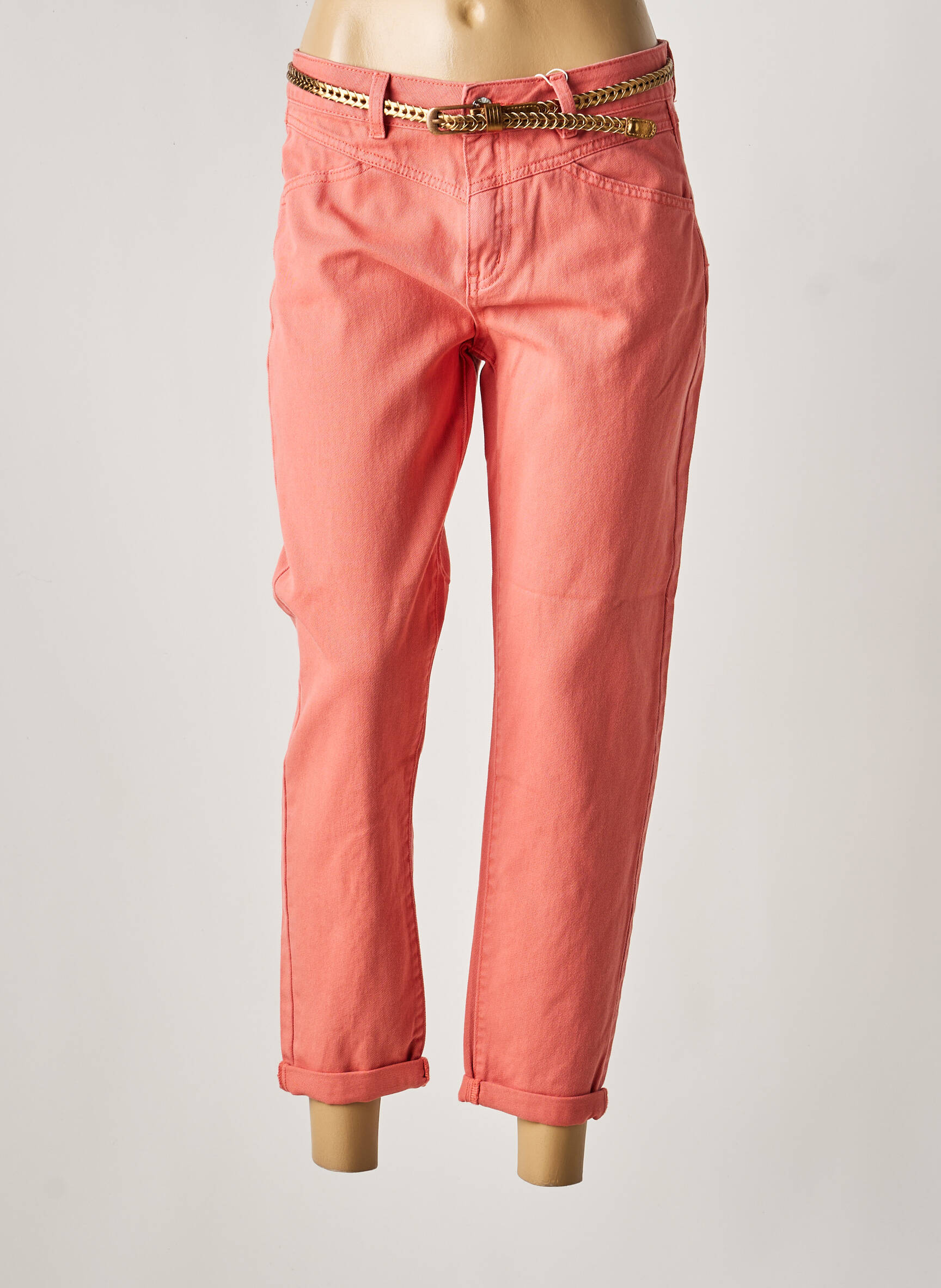 Pantalon 7/8 țesătură poplin mărime normală portocalie C'EST BEAU LA VIE femeie