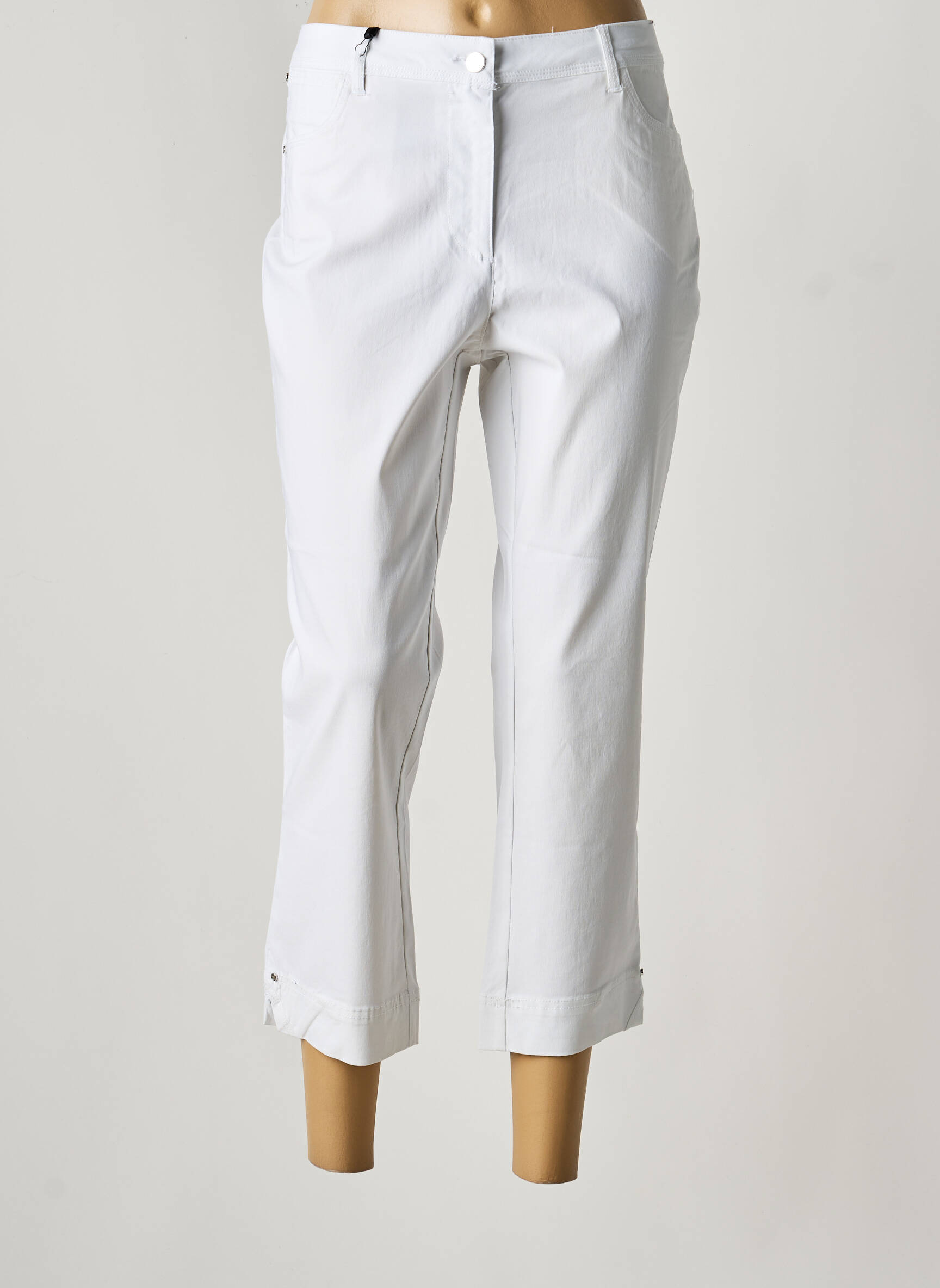 Pantalon 7/8 elasticitate mărime normală alb JULIE GUERLANDE femeie