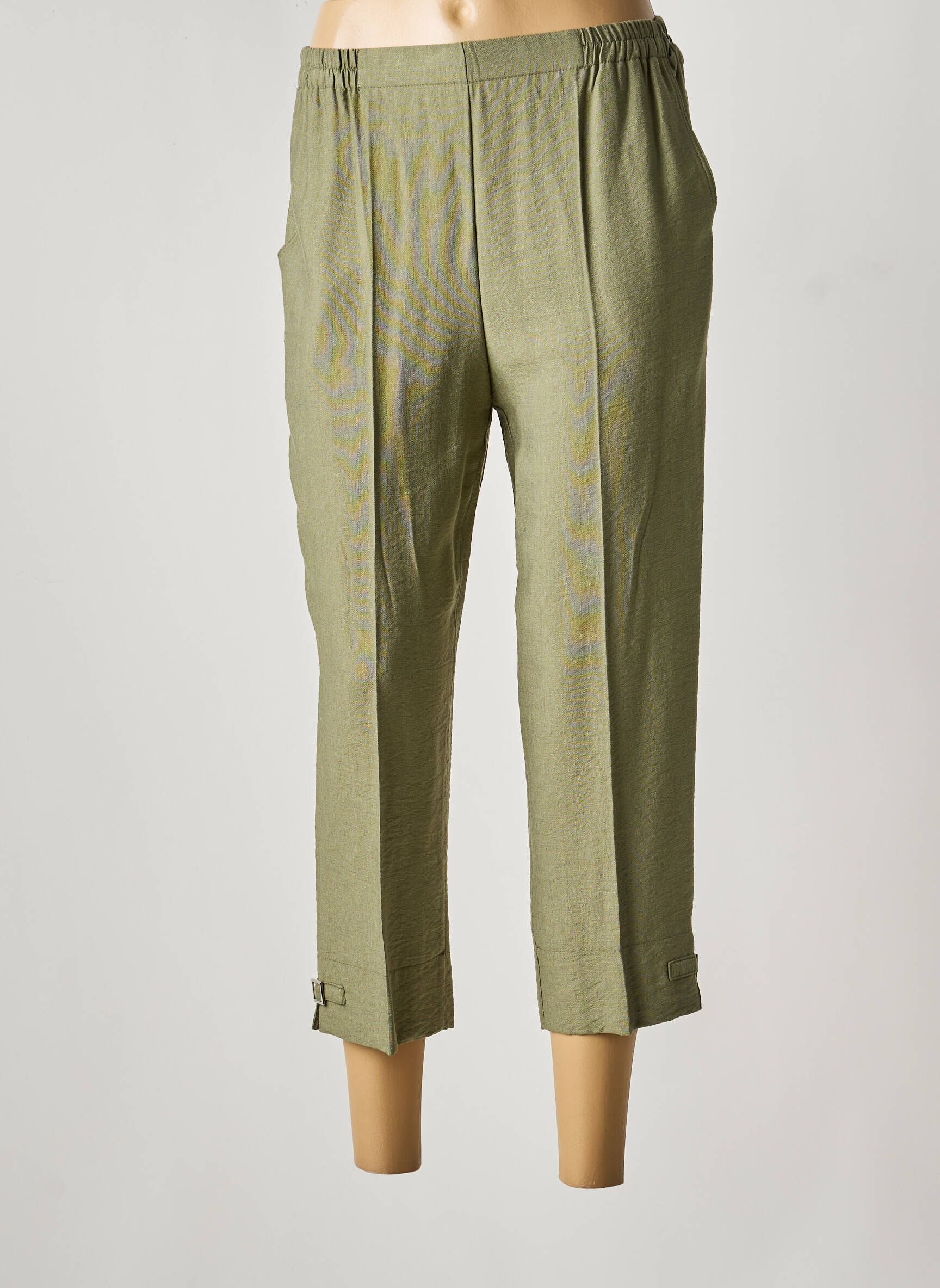 Pantalon trei sferturi croială dreaptă mărime normală verde GEVANA femeie