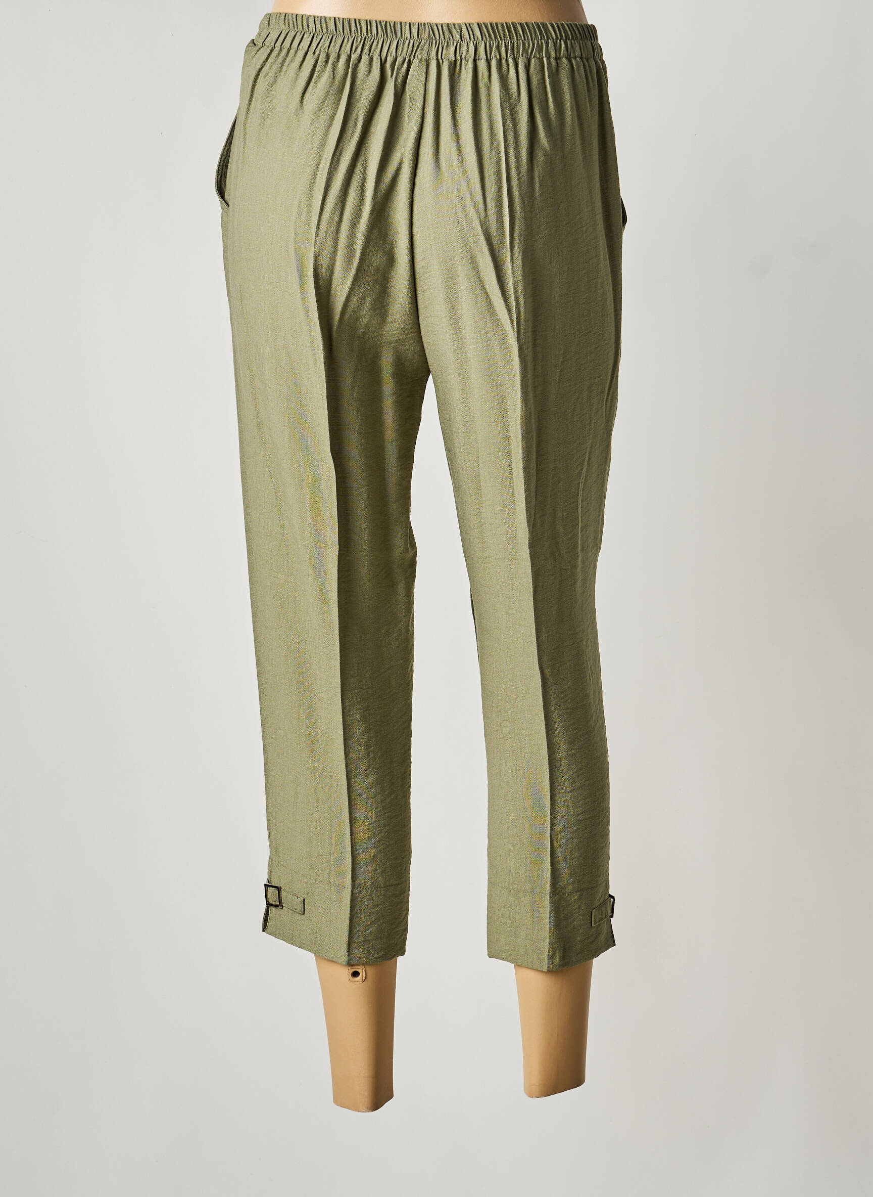 Pantalon trei sferturi croială dreaptă mărime normală verde GEVANA femeie