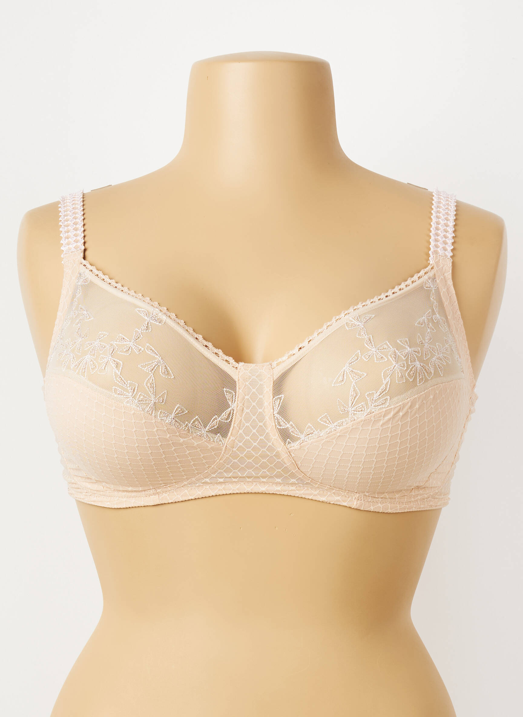 Sutien efect material satinat sutien cupe întregi cu decolteu înalt bej CHANTELLE femeie