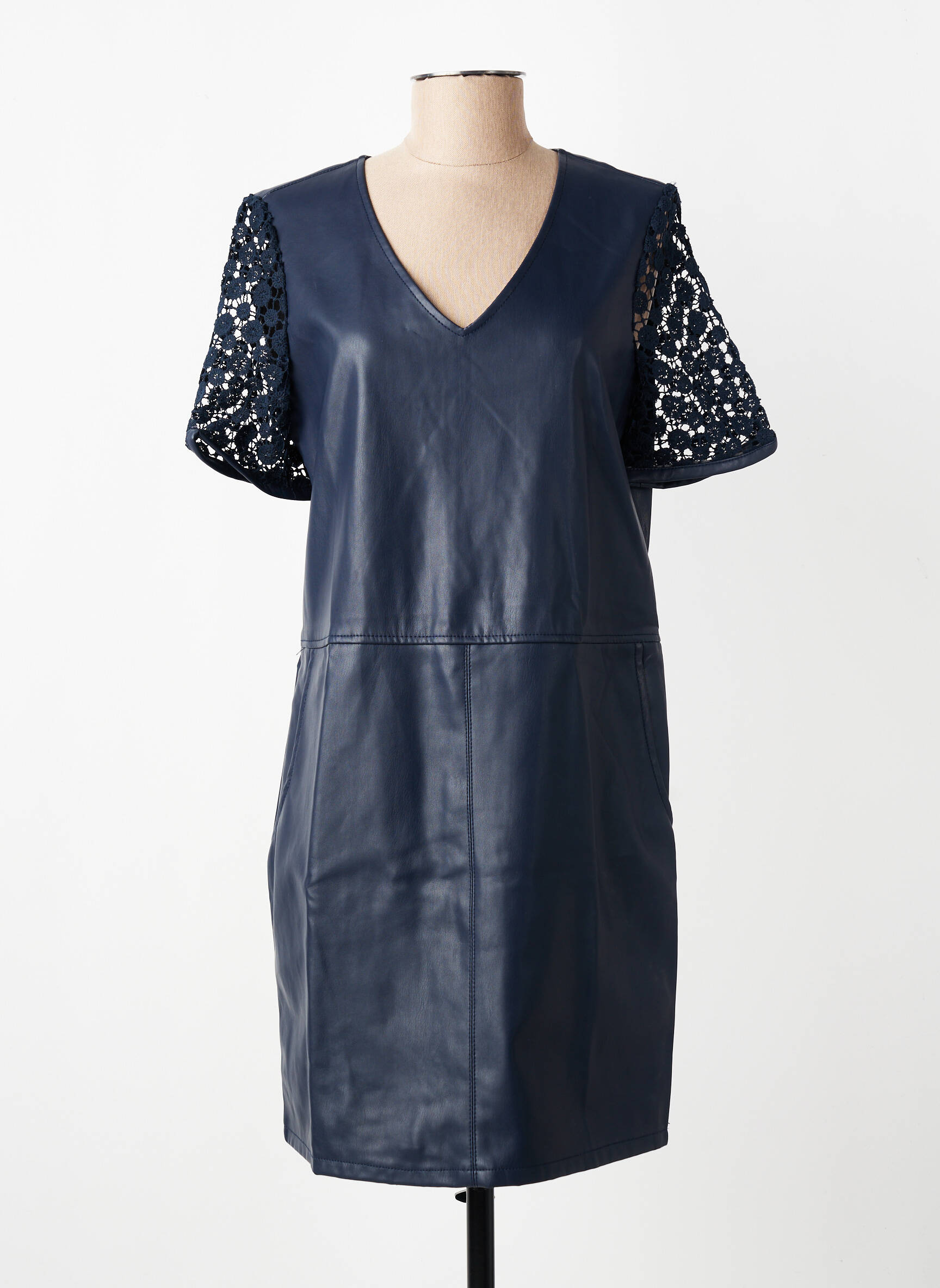 Rochie scurtă închidere cu fermoar la spate mâneci scurte albastru VERO MODA femeie