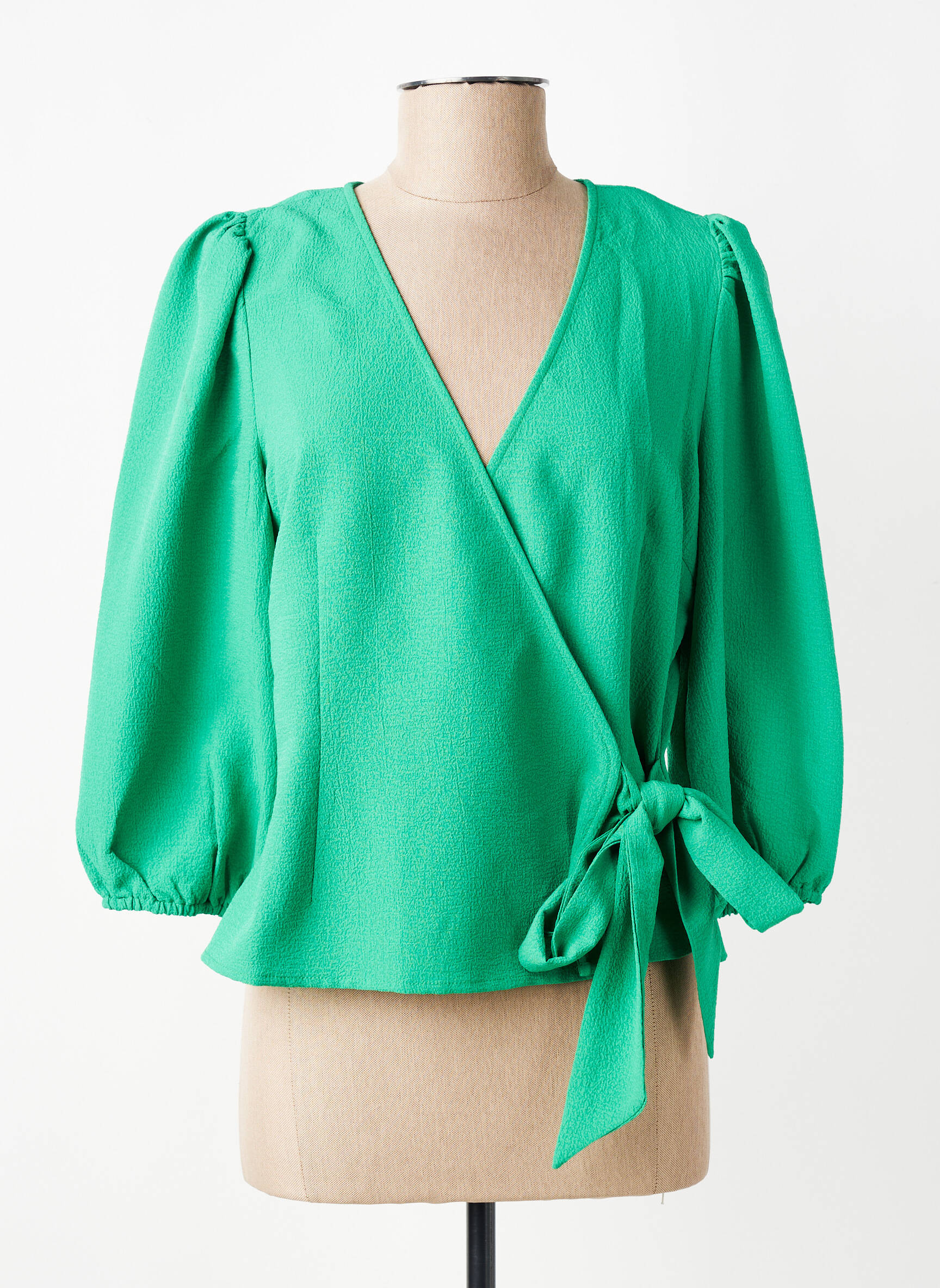 Top croială cambrată mâneci 3/4 verde VERO MODA femeie