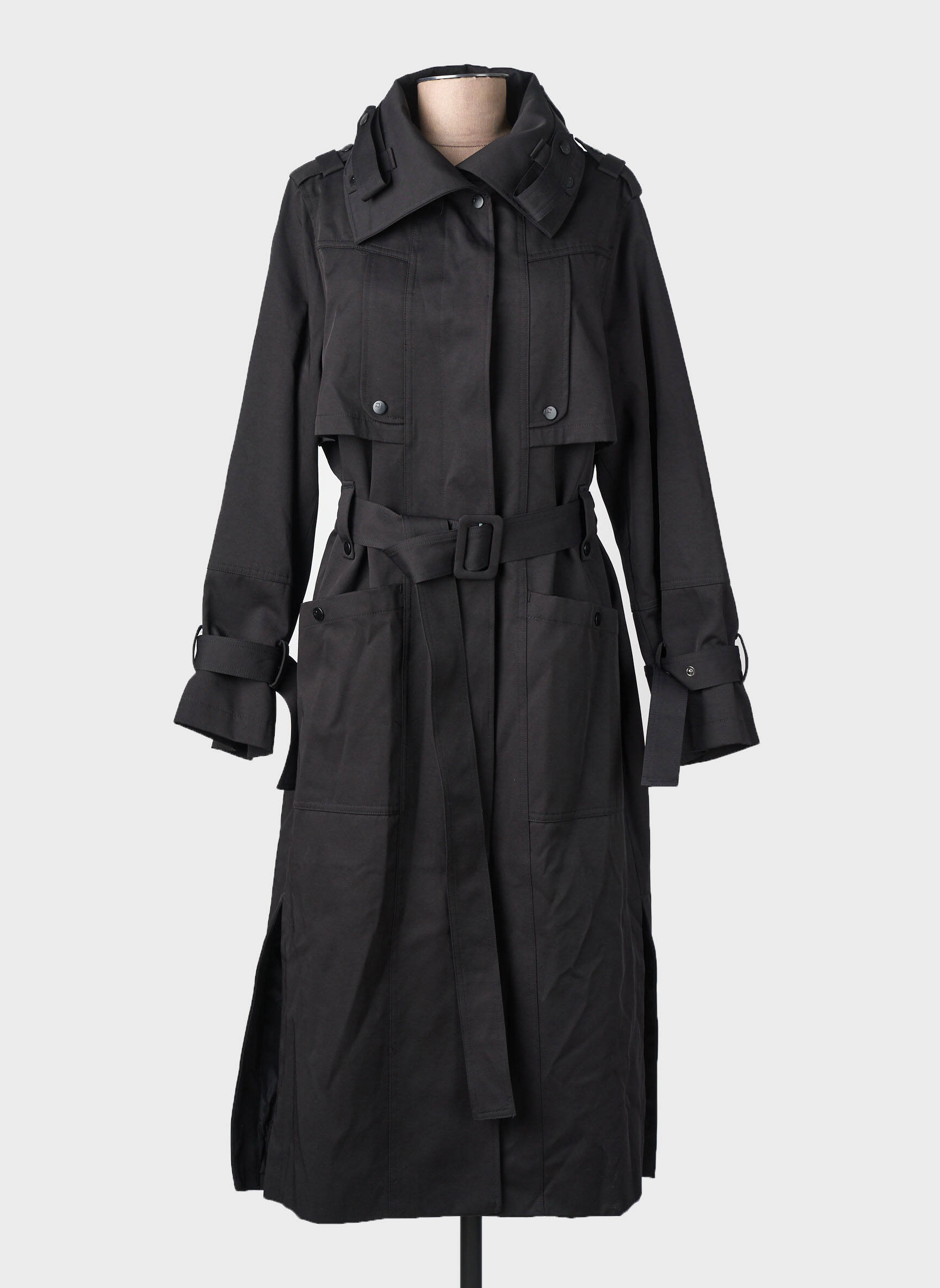 Trench țesătură poplin fără glugă negru ZHRILL femeie