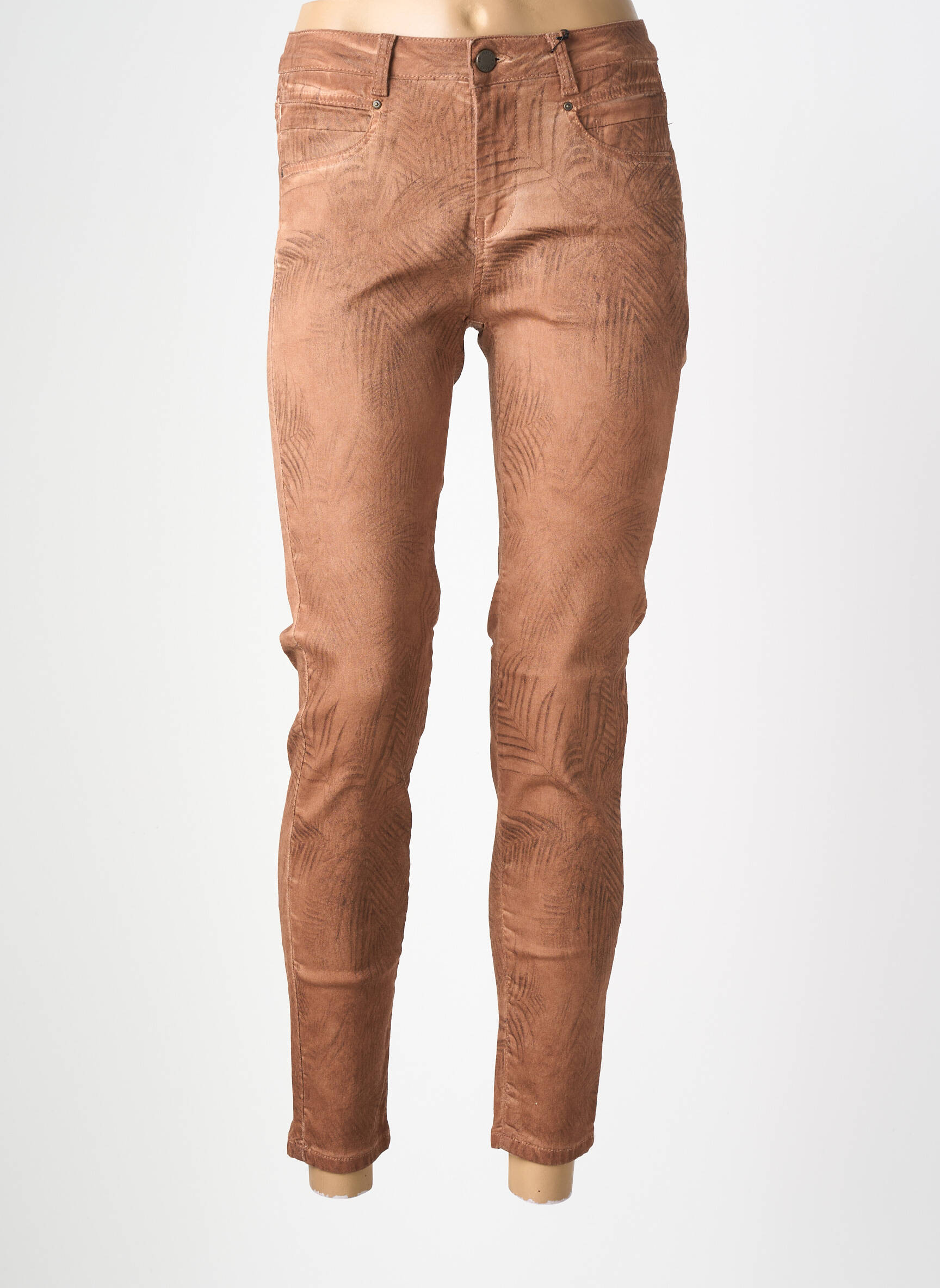 Pantalon slim conic mărime normală maro EVA KAYAN femeie