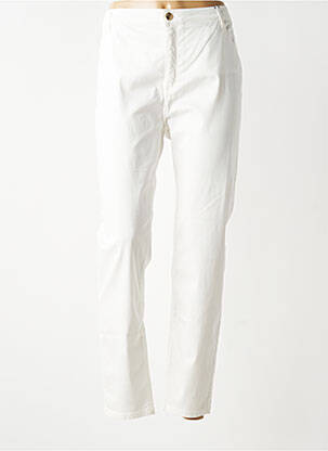 Pantalon slim țesătură poplin mărime normală alb TINTA STYLE femeie