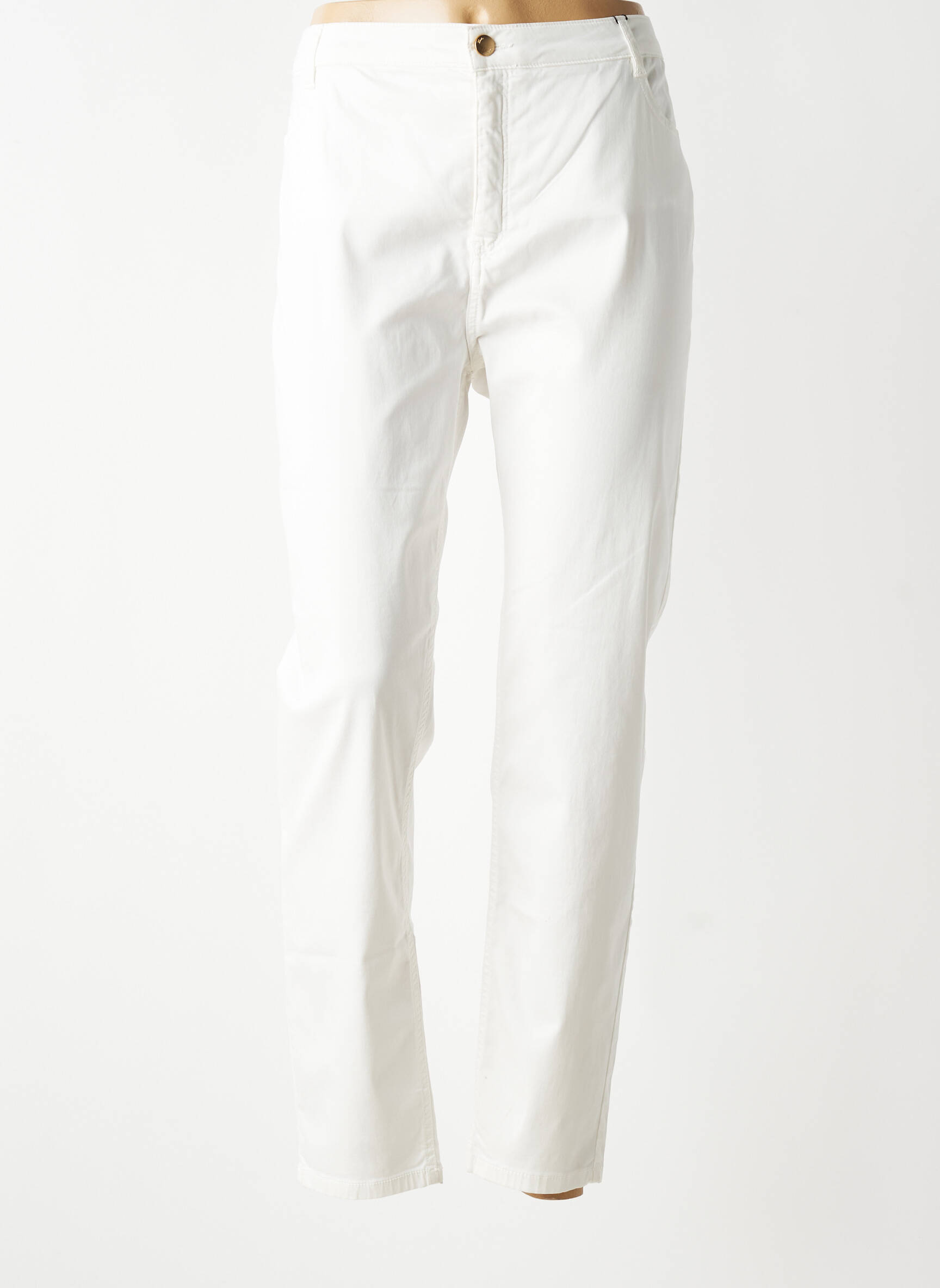 Pantalon slim țesătură poplin mărime normală alb TINTA STYLE femeie