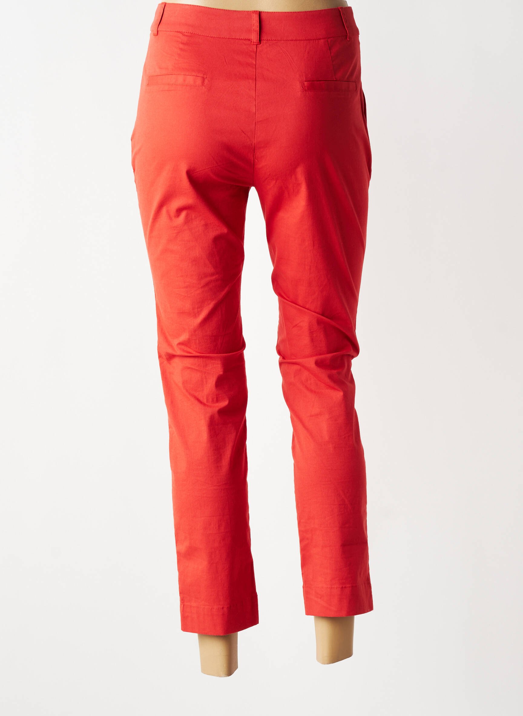 Pantalon chino țesătură poplin talie înaltă roșu LA FIANCÉE femeie