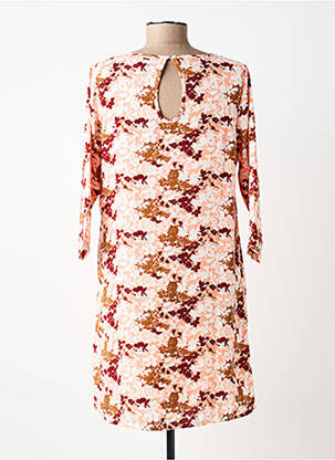 Rochie scurtă imprimeu floral mâneci 3/4 portocalie KAPORAL femeie