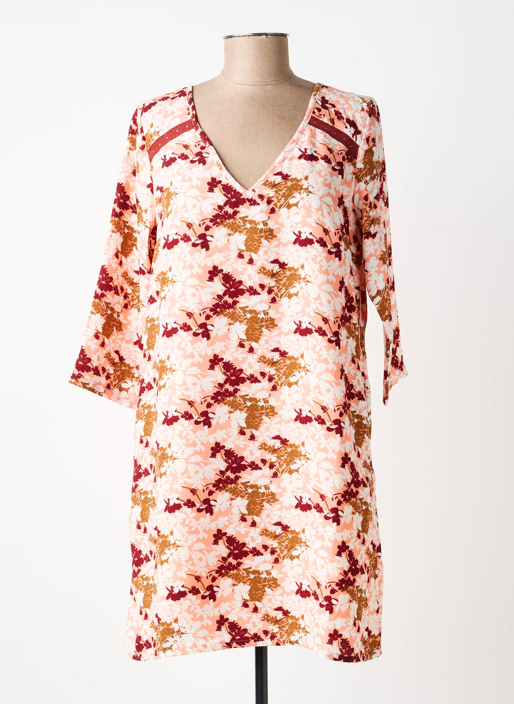 Rochie scurtă mâneci 3/4 mâneci 3/4 portocalie KAPORAL femeie