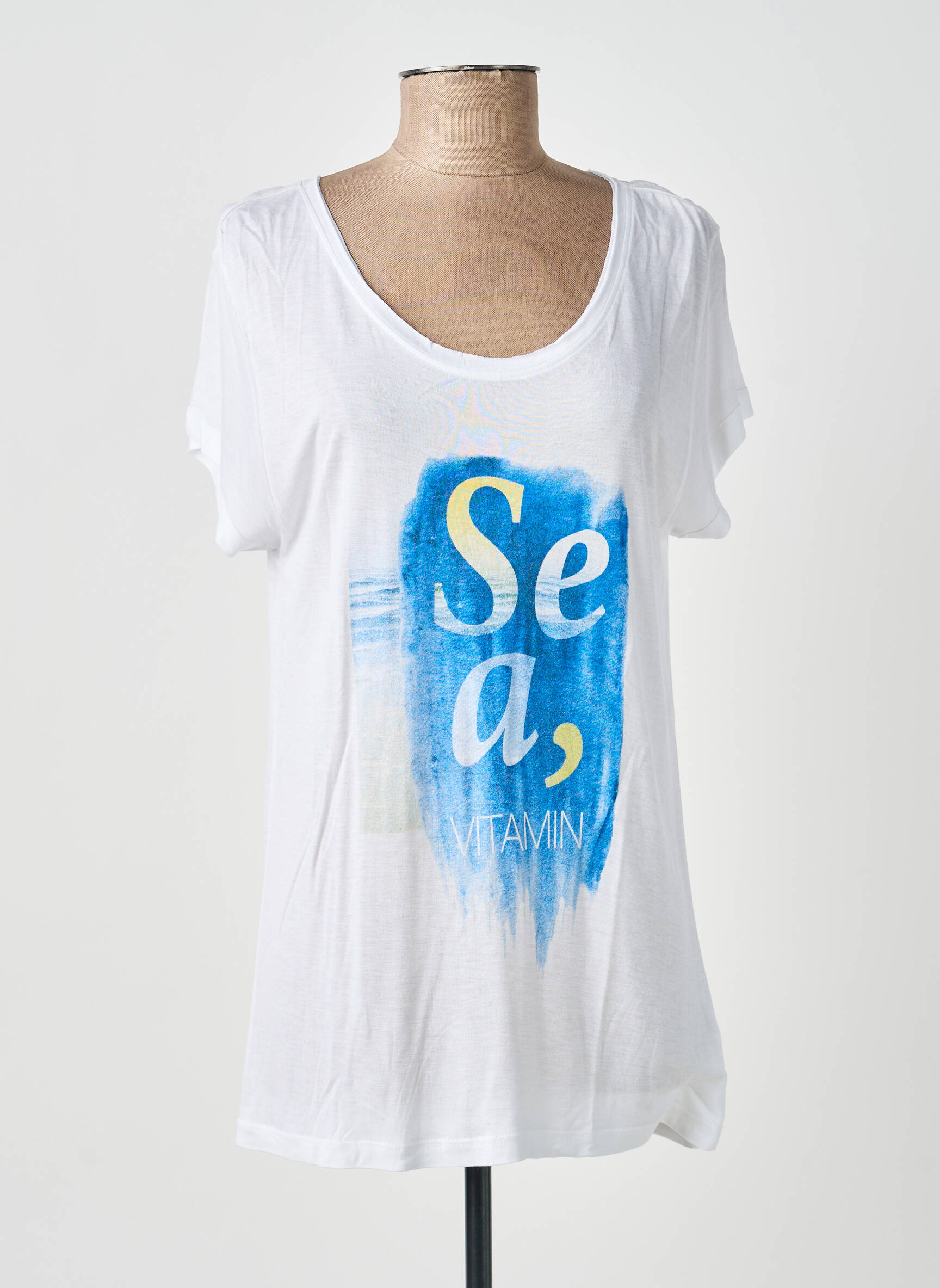 Tricou imprimeu fantezie mâneci scurte alb SMASH WEAR femeie