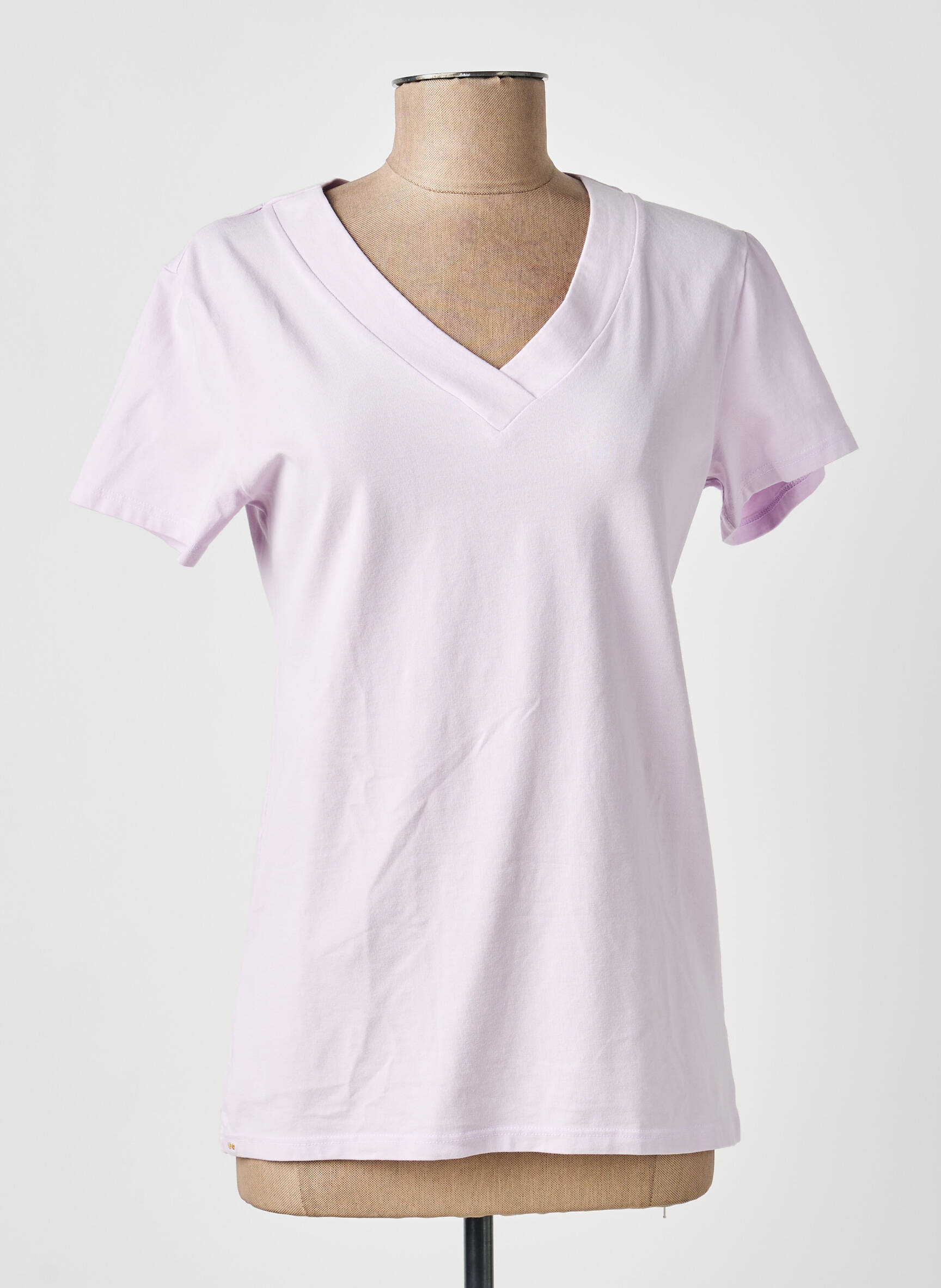 Tricou guler în v mâneci scurte violet COUTURIST femeie