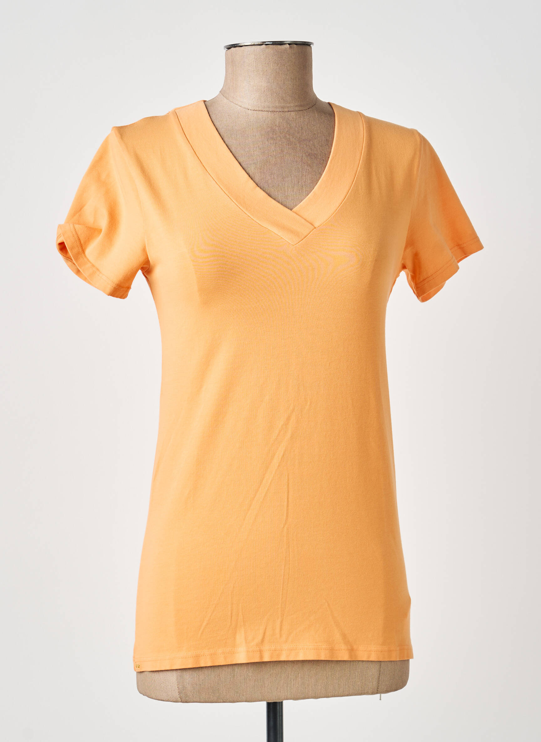 Tricou guler în v mâneci scurte portocalie COUTURIST femeie