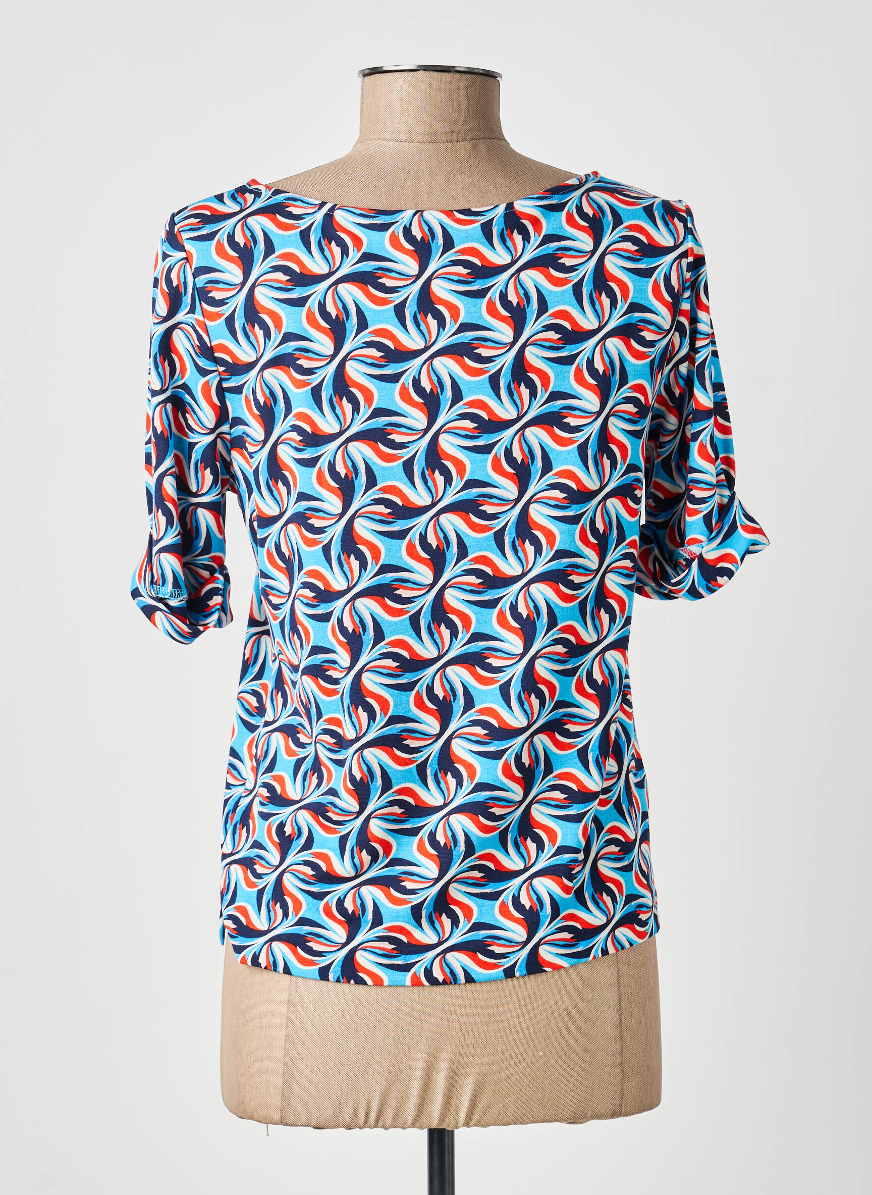 Tricou imprimeu fantezie mâneci scurte albastru SURKANA femeie