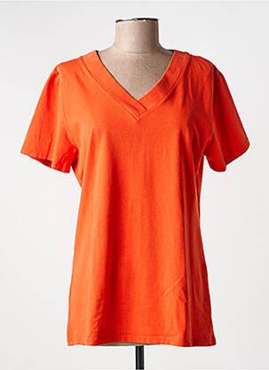 Tricou guler în v mâneci scurte portocalie COUTURIST femeie
