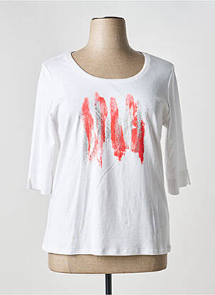 Tricou serigrafie mâneci scurte alb MARBLE femeie