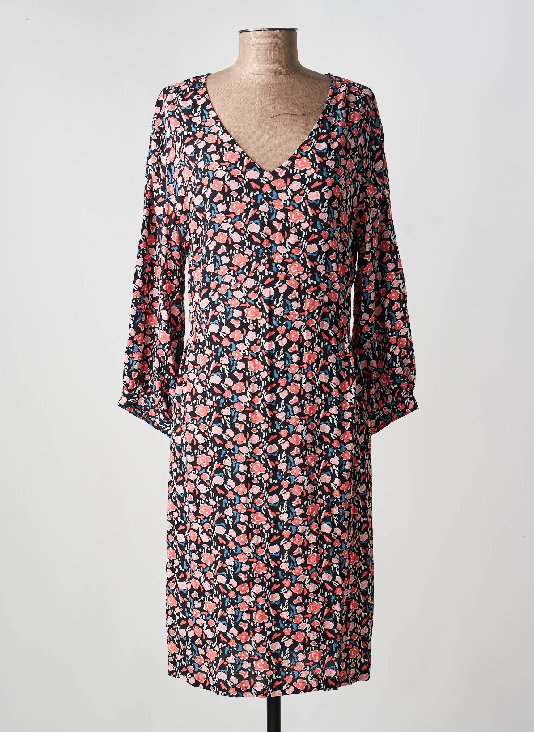 Rochie midi imprimeu floral mâneci lungi negru LA FIANCÉE femeie