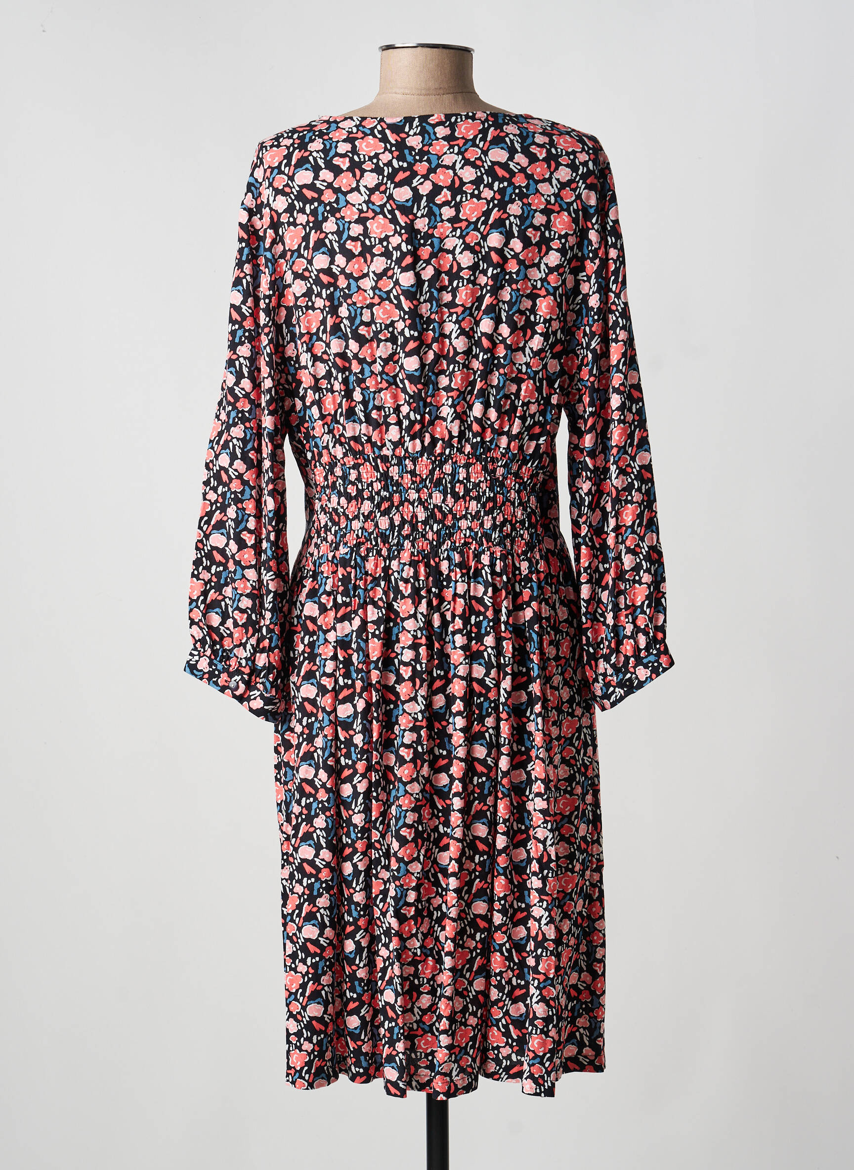 Rochie midi imprimeu floral mâneci lungi negru LA FIANCÉE femeie
