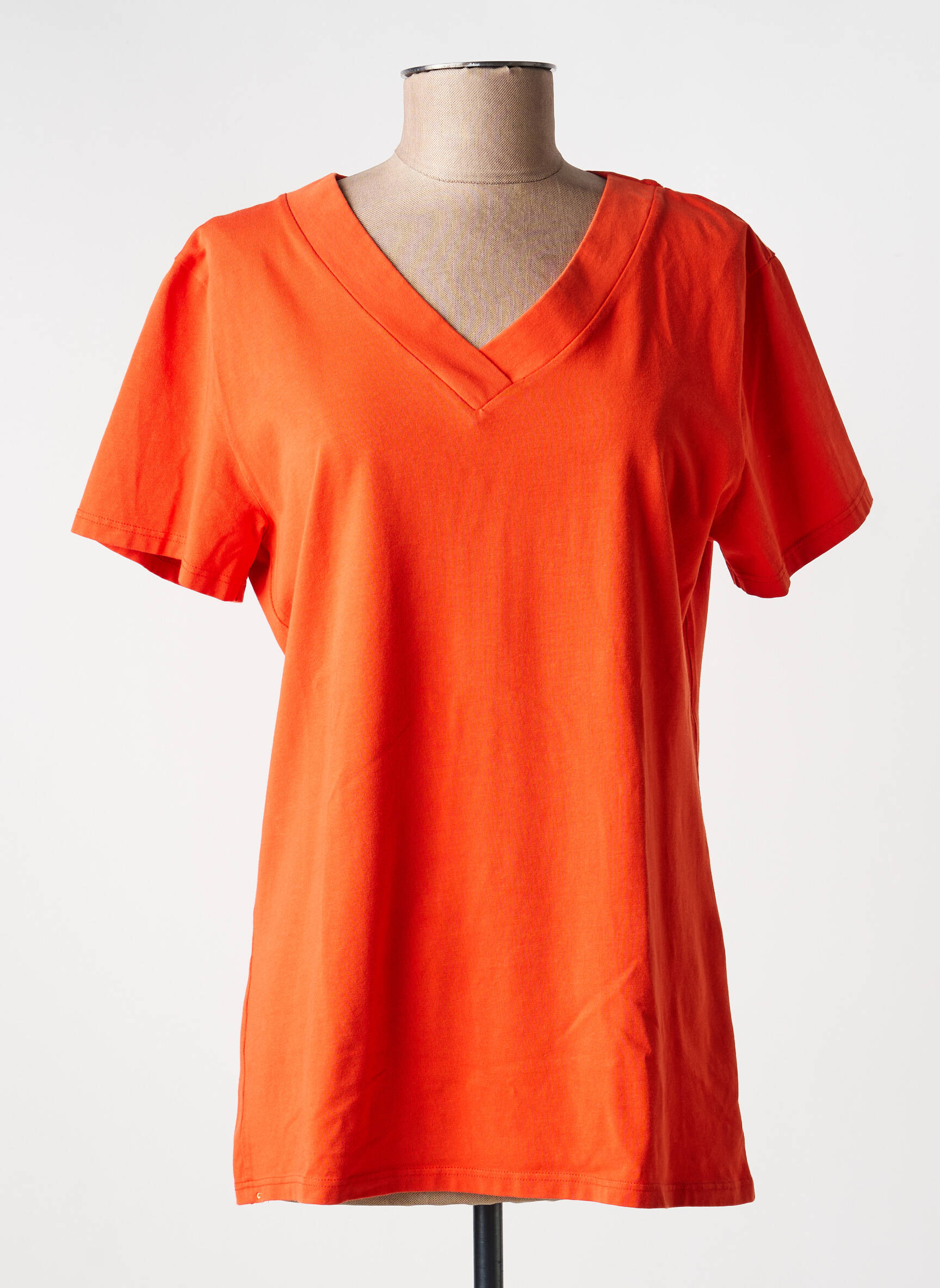 Tricou guler în v mâneci scurte portocalie COUTURIST femeie
