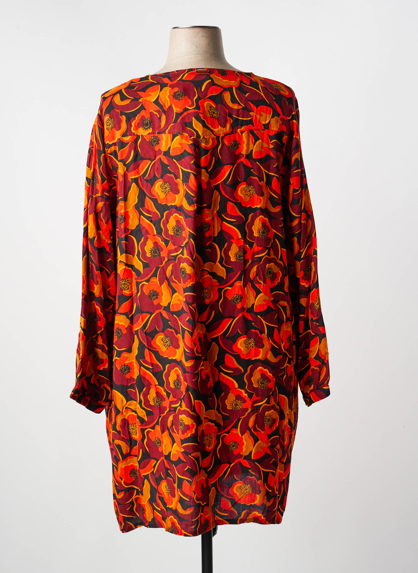 Rochie midi imprimeu floral mâneci lungi portocalie AGATHE & LOUISE femeie