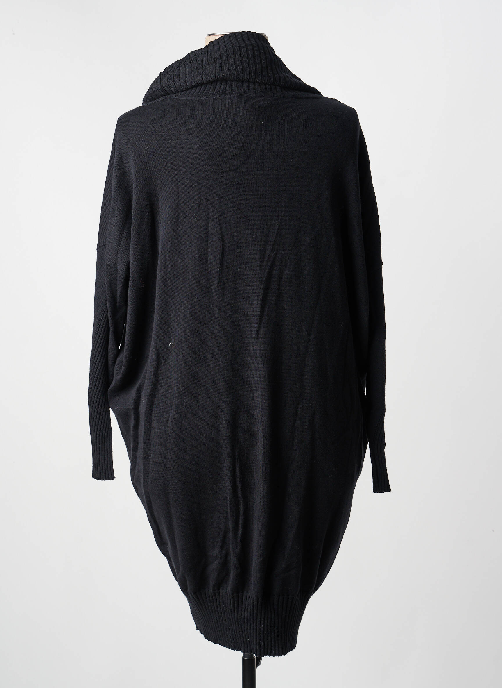 Rochie pulover guler bilă mâneci lungi negru MARBLE femeie