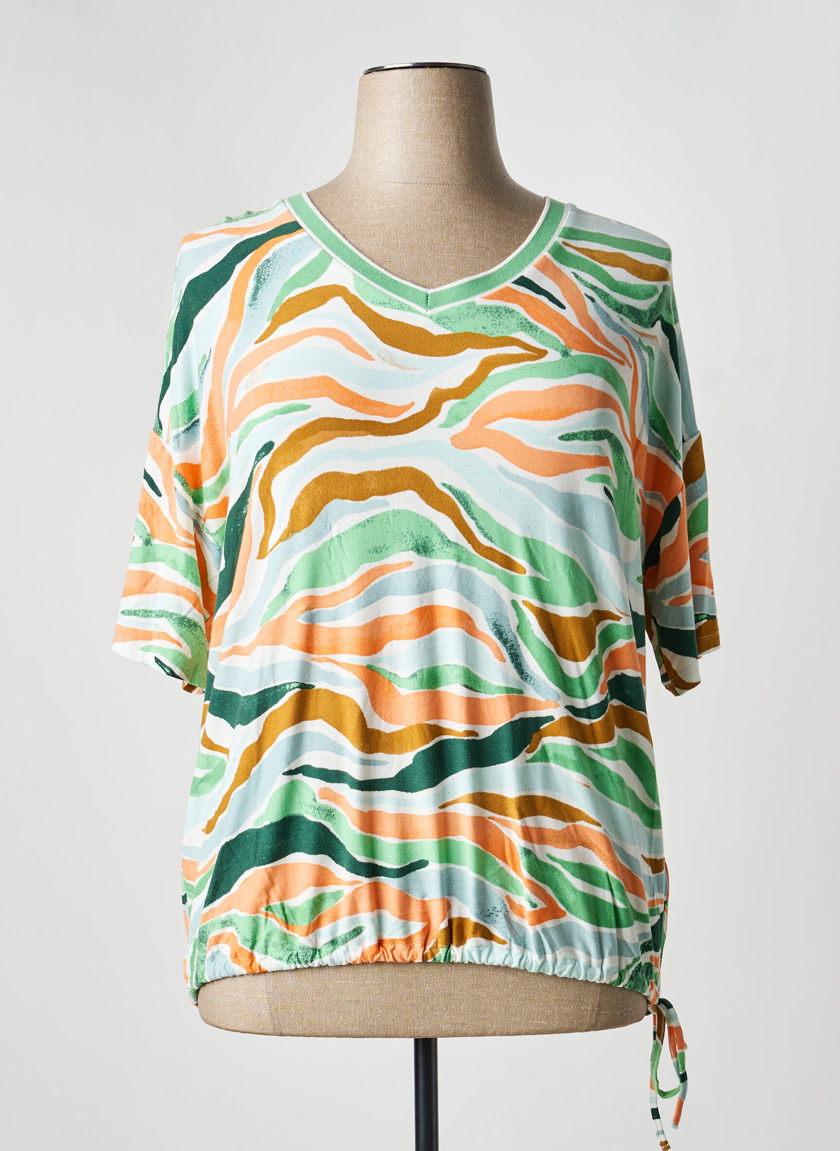 Tricou guler în v mâneci scurte verde TOM TAILOR femeie