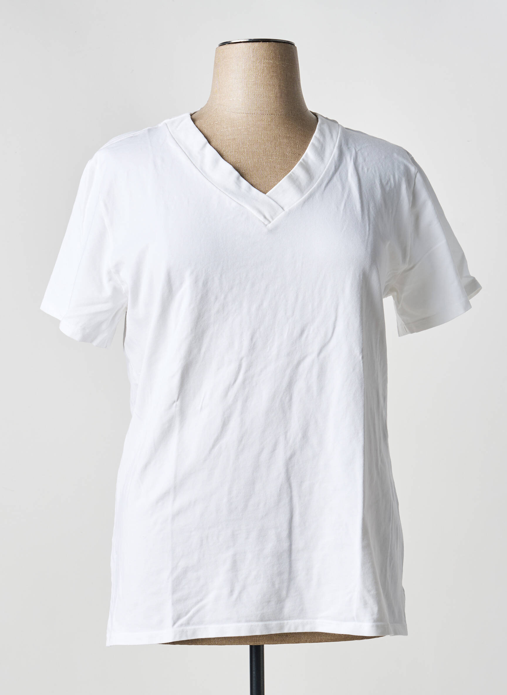 Tricou guler în v mâneci scurte alb COUTURIST femeie