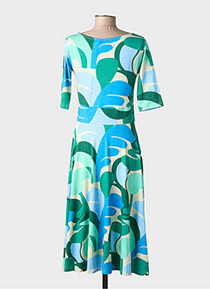 Rochie midi imprimeu fantezie mâneci scurte verde DANEFAE femeie