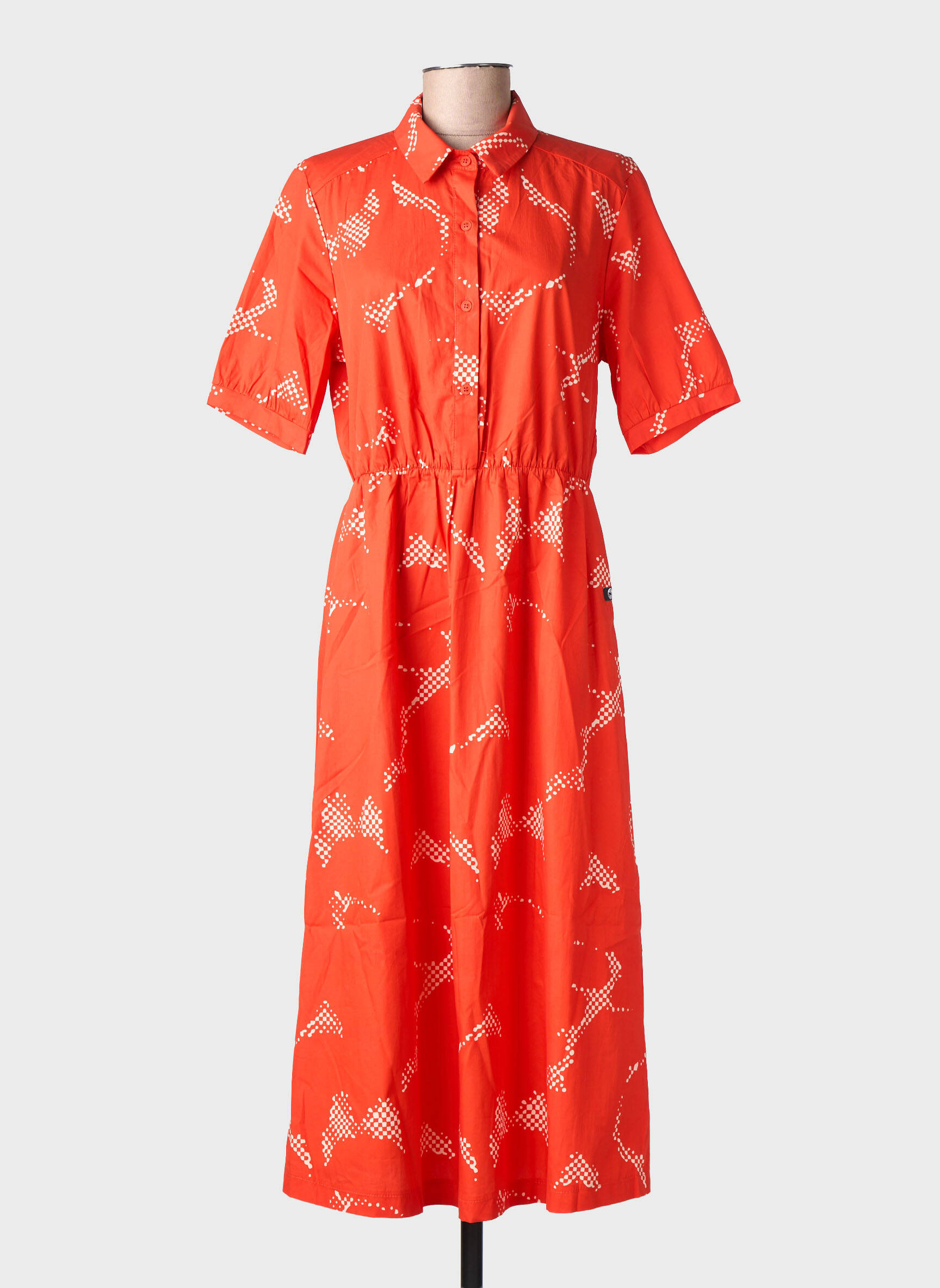 Rochie midi imprimeu fantezie mâneci scurte roșu DANEFAE femeie