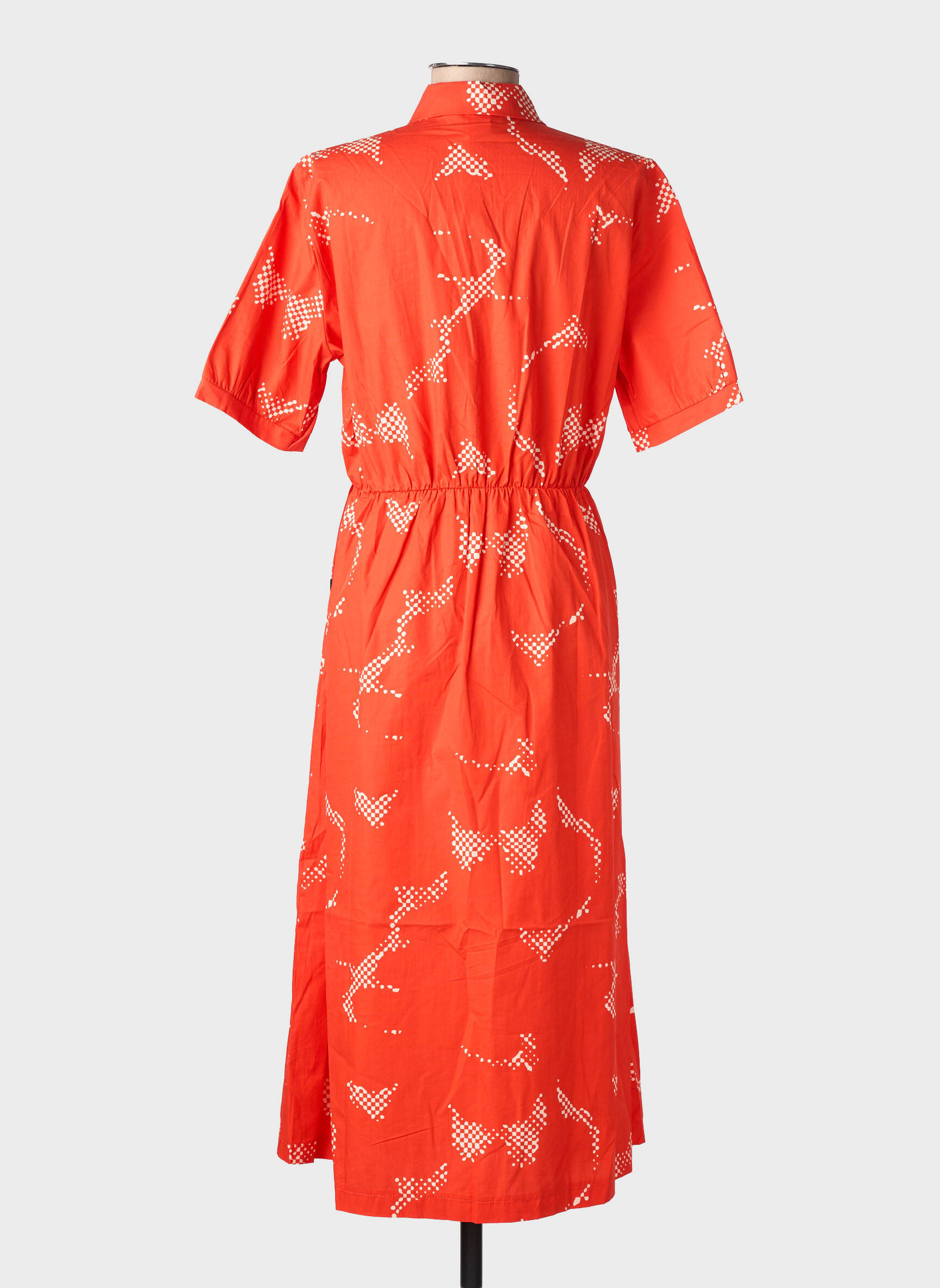 Rochie midi imprimeu fantezie mâneci scurte roșu DANEFAE femeie