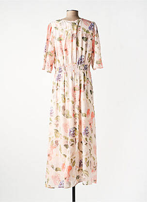 Rochie lungă imprimeu floral mâneci scurte bej CREAM femeie