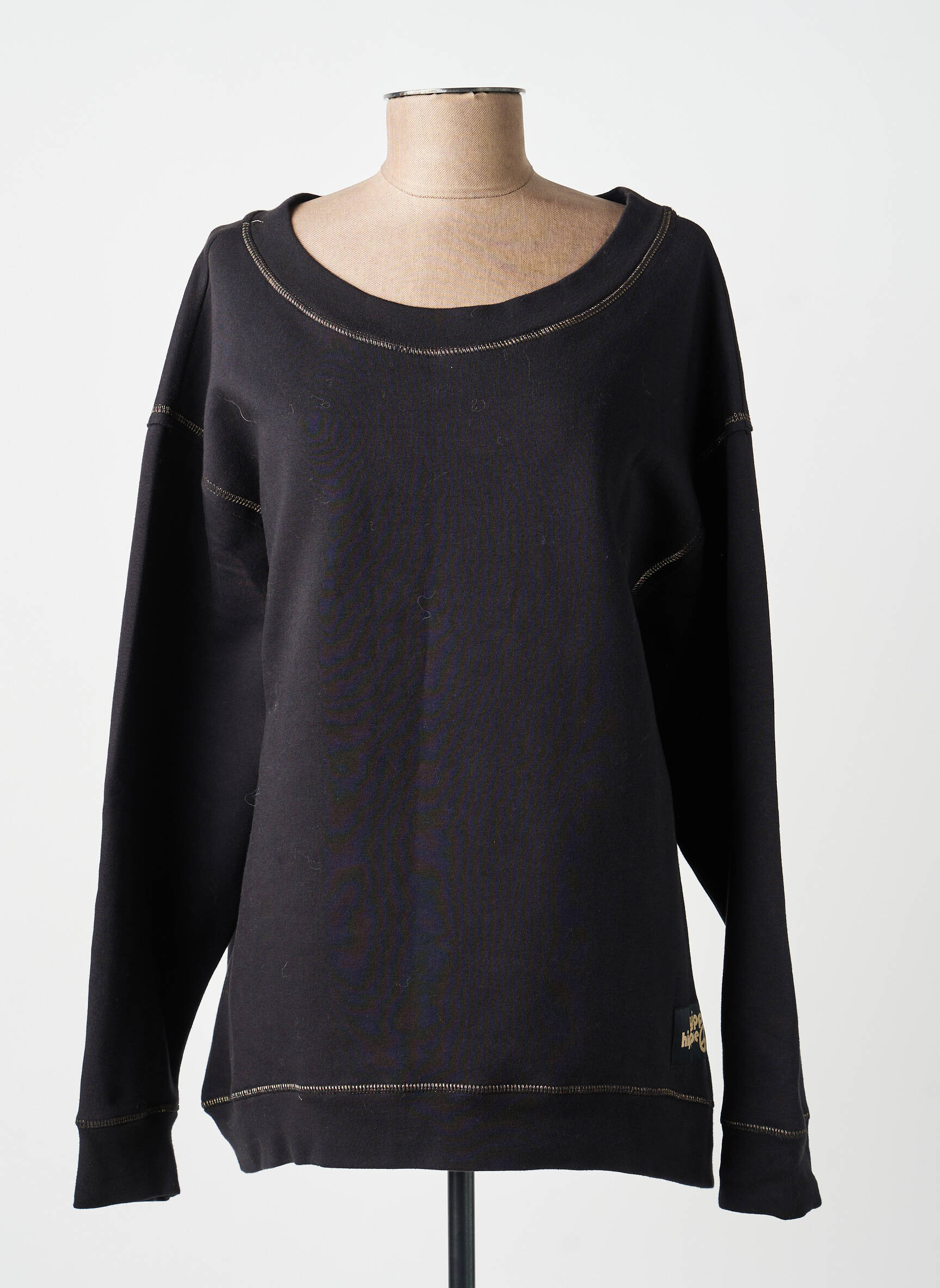 Hanorac broderie mâneci lungi negru YIPPIE HIPPIE femeie
