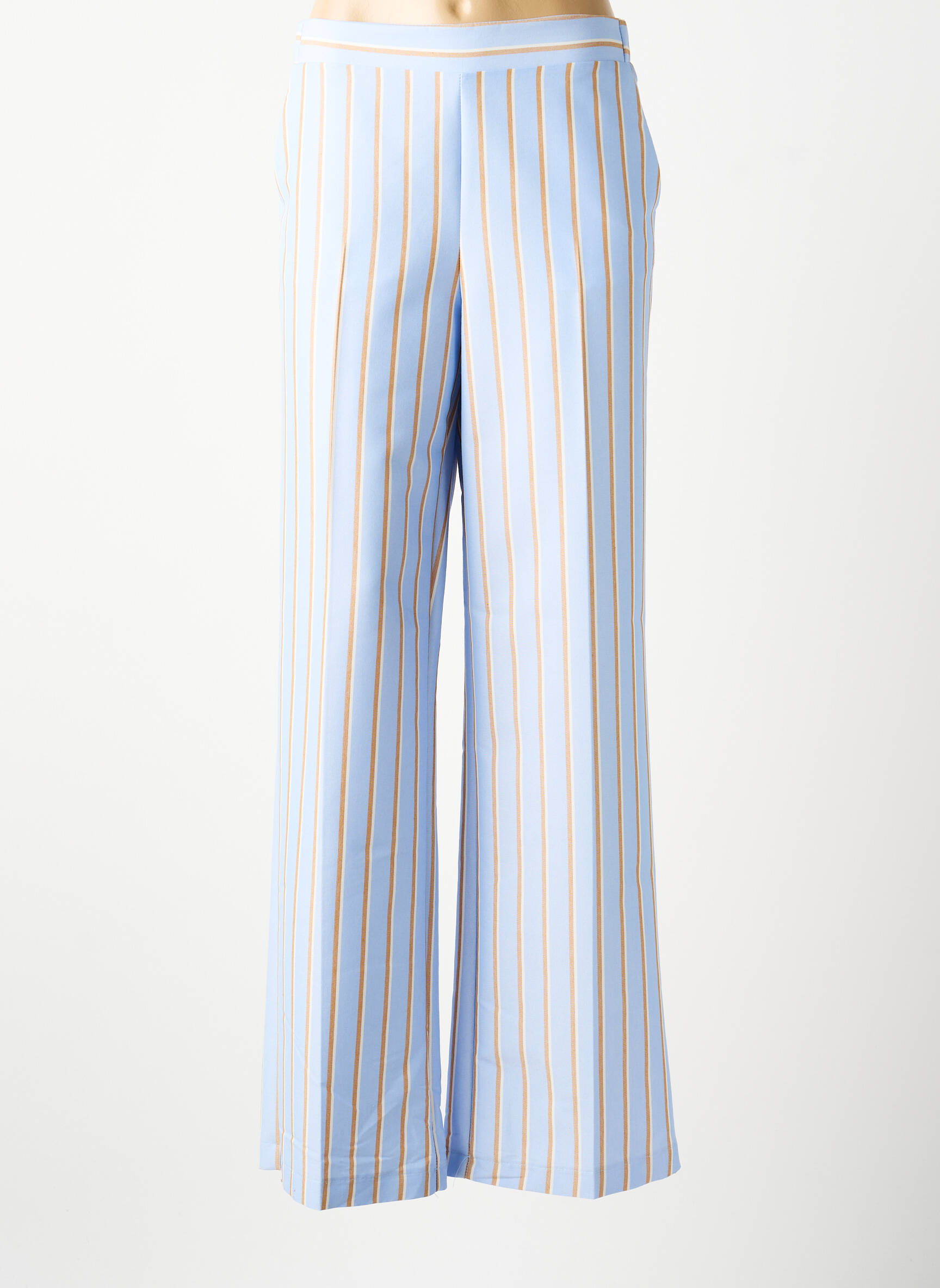Pantalon drept țesătură poplin mărime normală albastru IMPERIAL femeie