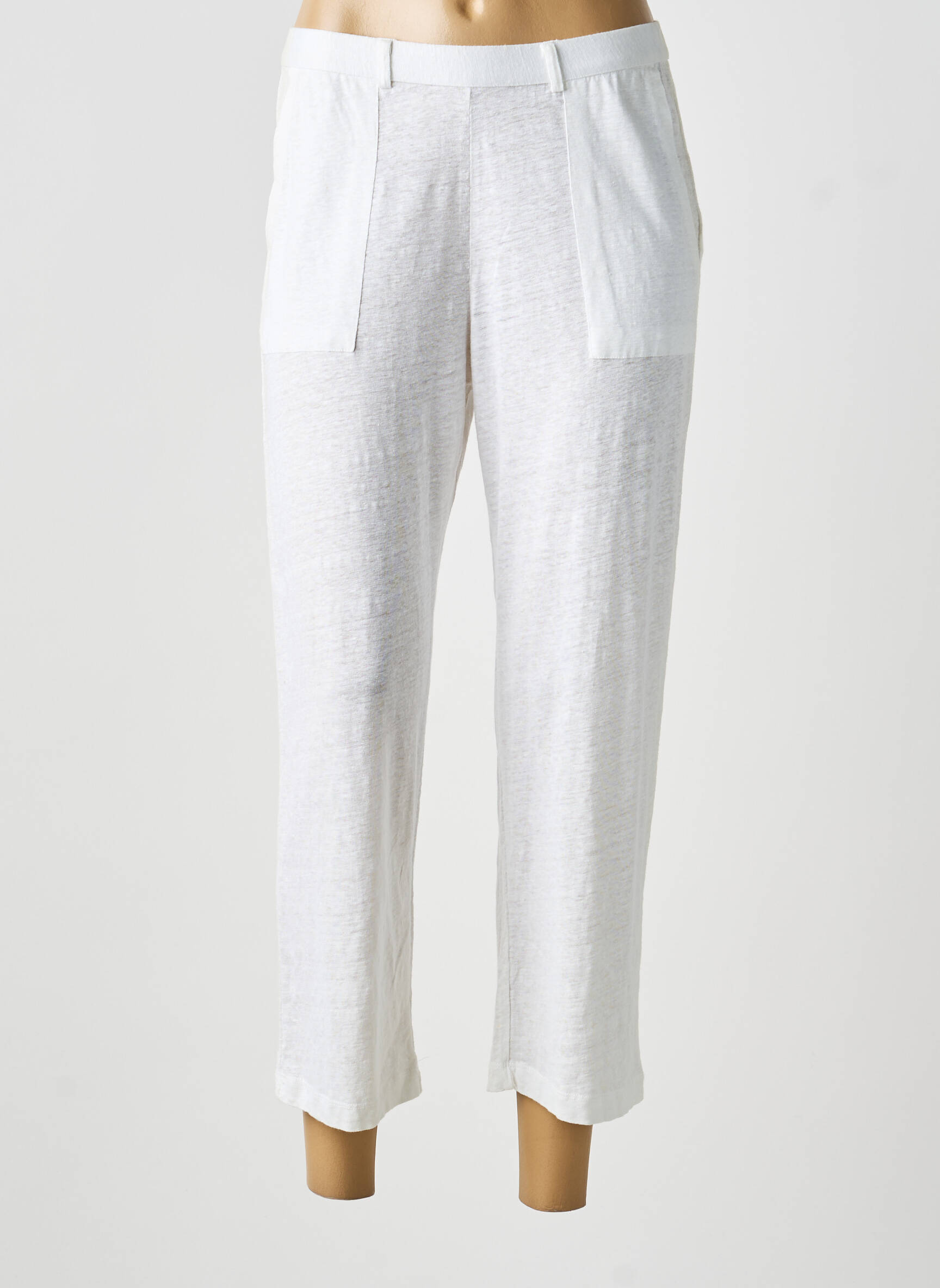 Pantalon 7/8 elasticitate mărime normală alb MAJESTIC FILATURES femeie