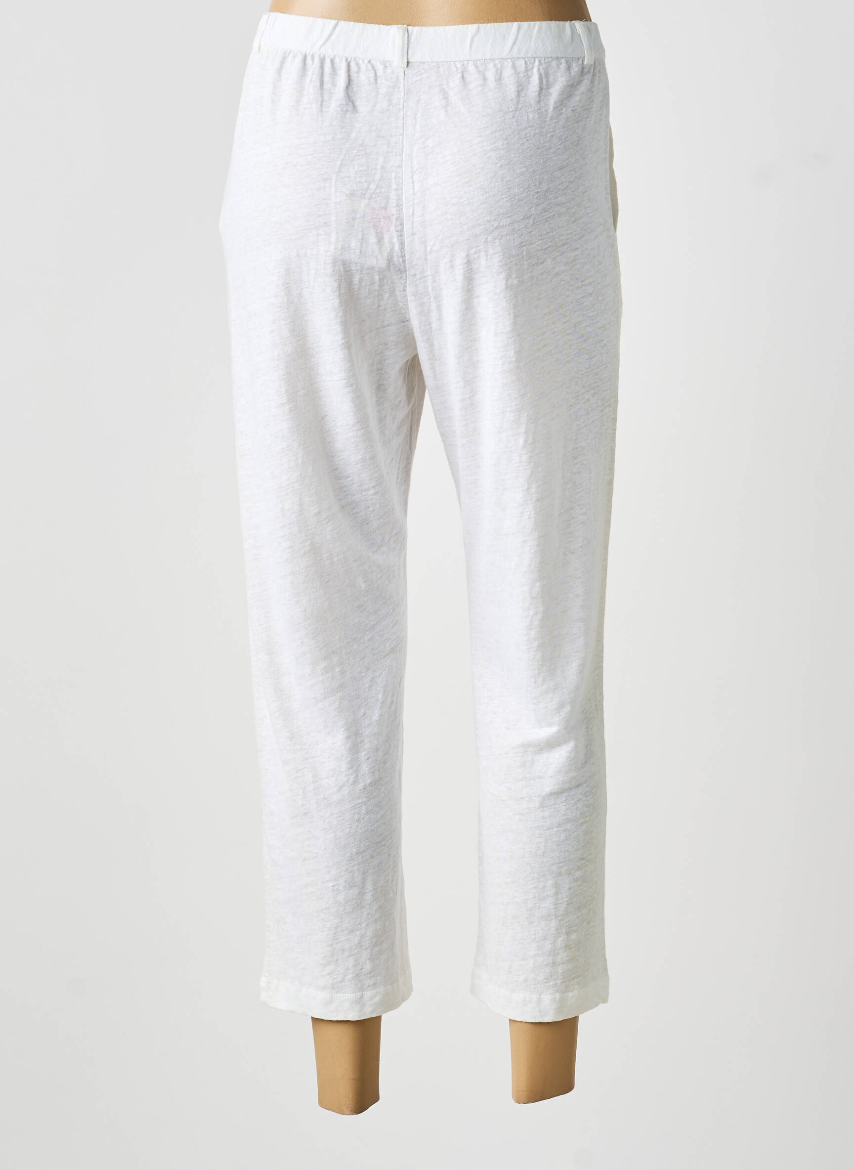 Pantalon 7/8 elasticitate mărime normală alb MAJESTIC FILATURES femeie