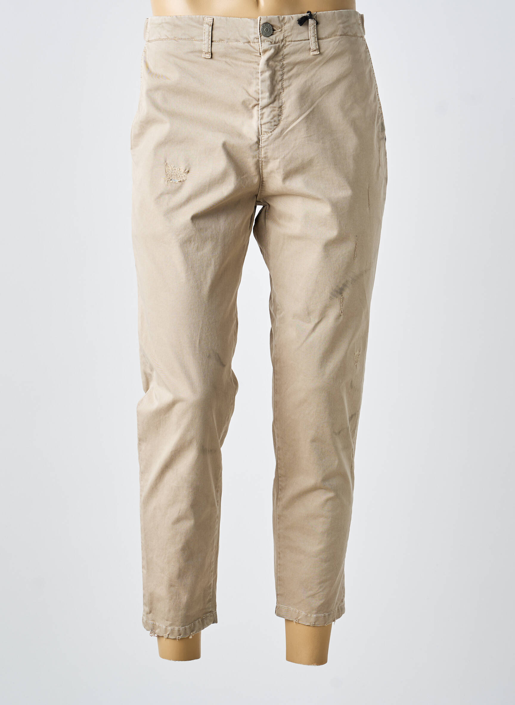 Pantalon chino închidere cu fermoar sub clapetă cu nasturi mărime normală bej IMPERIAL femeie