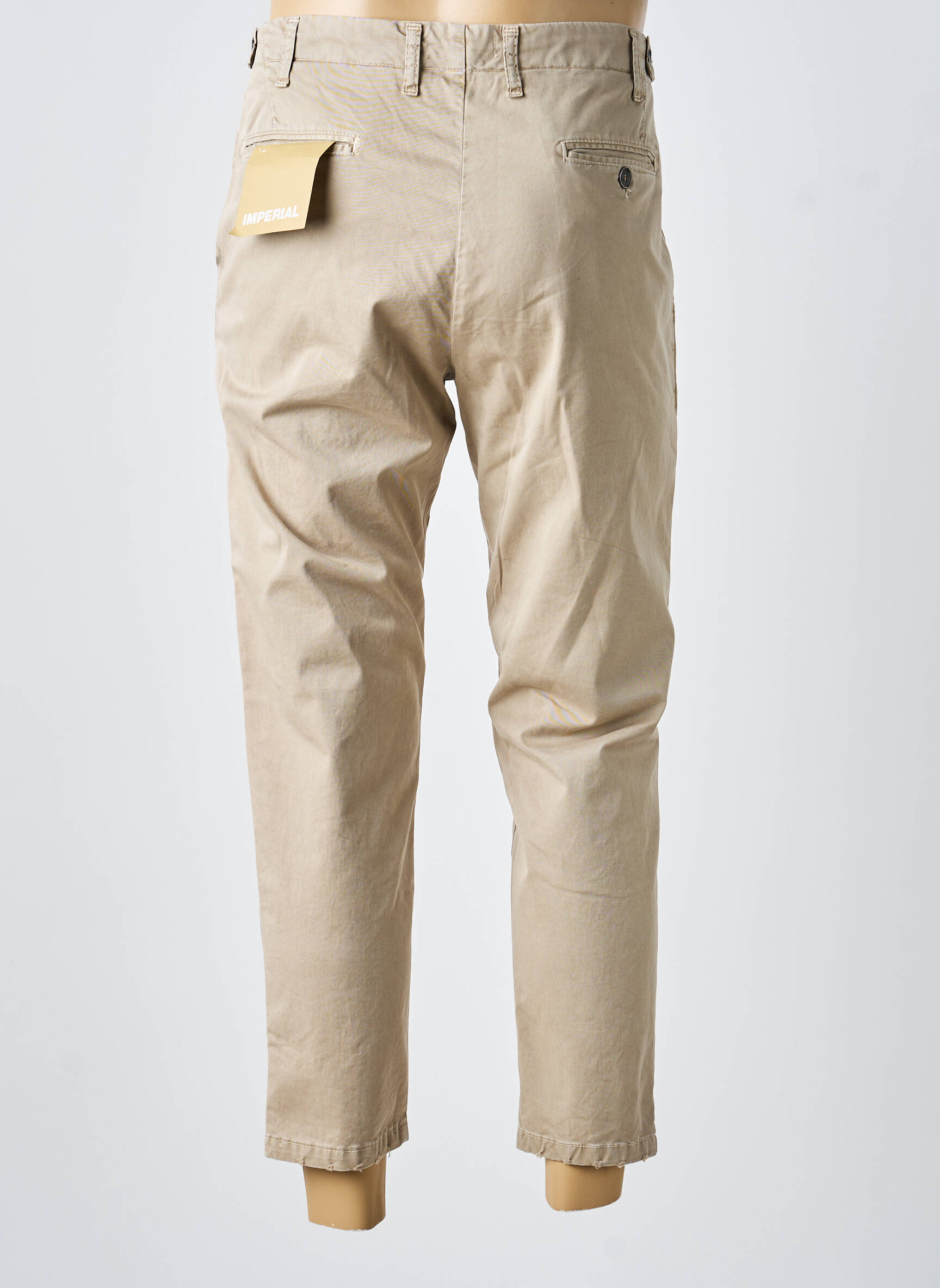 Pantalon chino închidere cu fermoar sub clapetă cu nasturi mărime normală bej IMPERIAL femeie