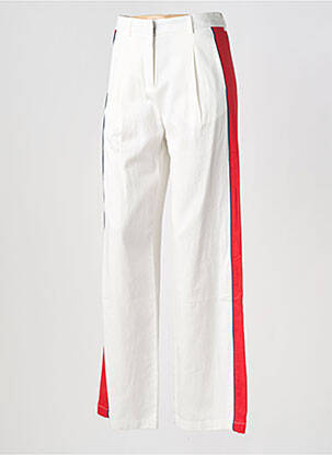 Pantalon drept închidere cu fermoar sub clapetă cu cârlig talie înaltă alb LA PETITE ETOILE femeie