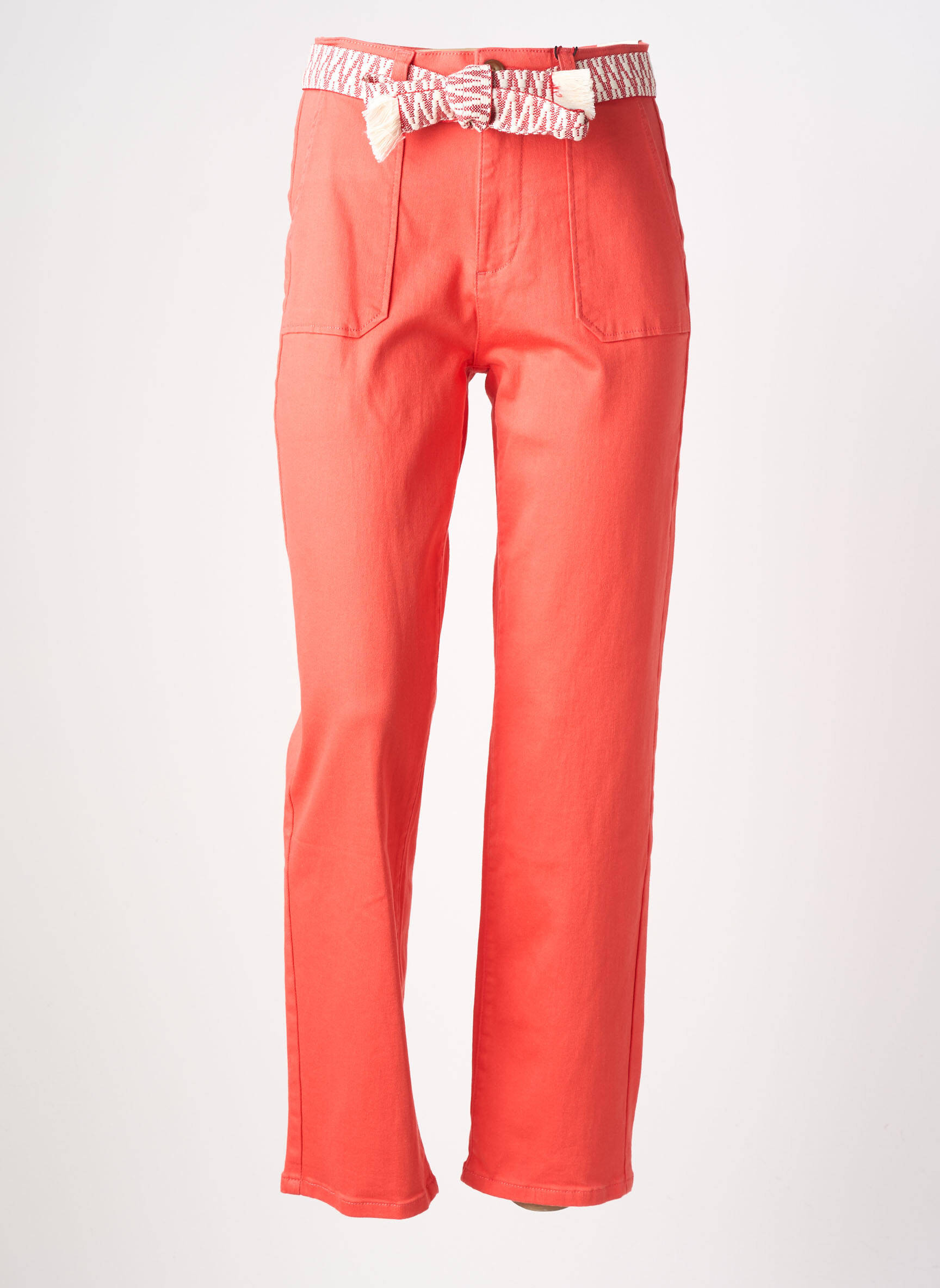 Pantalon drept elasticitate talie înaltă portocalie LA PETITE ETOILE femeie