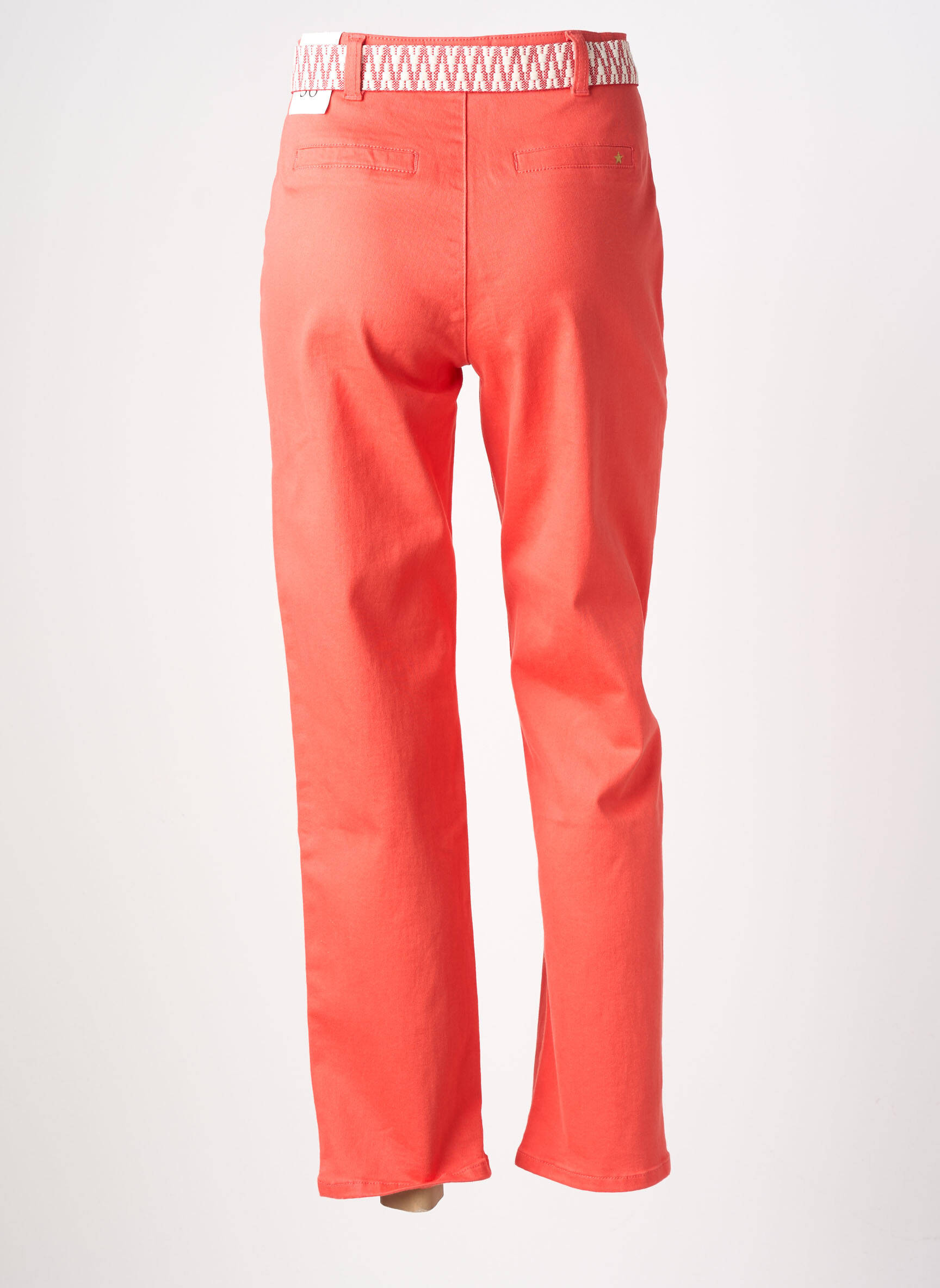 Pantalon drept elasticitate talie înaltă portocalie LA PETITE ETOILE femeie