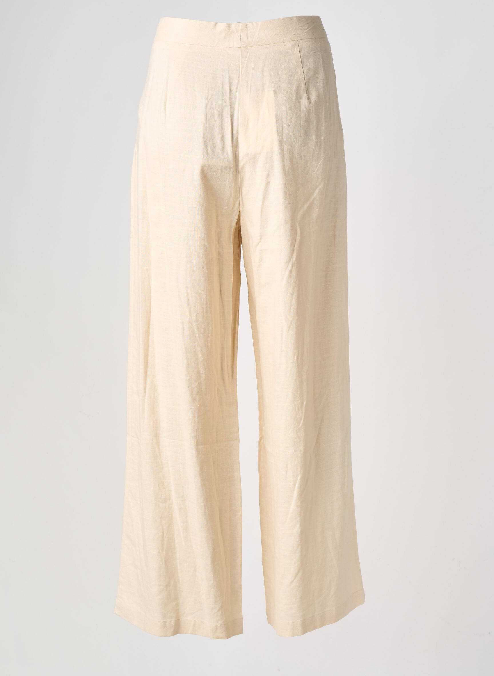 Pantalon larg închidere cu fermoar sub clapetă cu cârlig talie înaltă bej LA PETITE ETOILE femeie