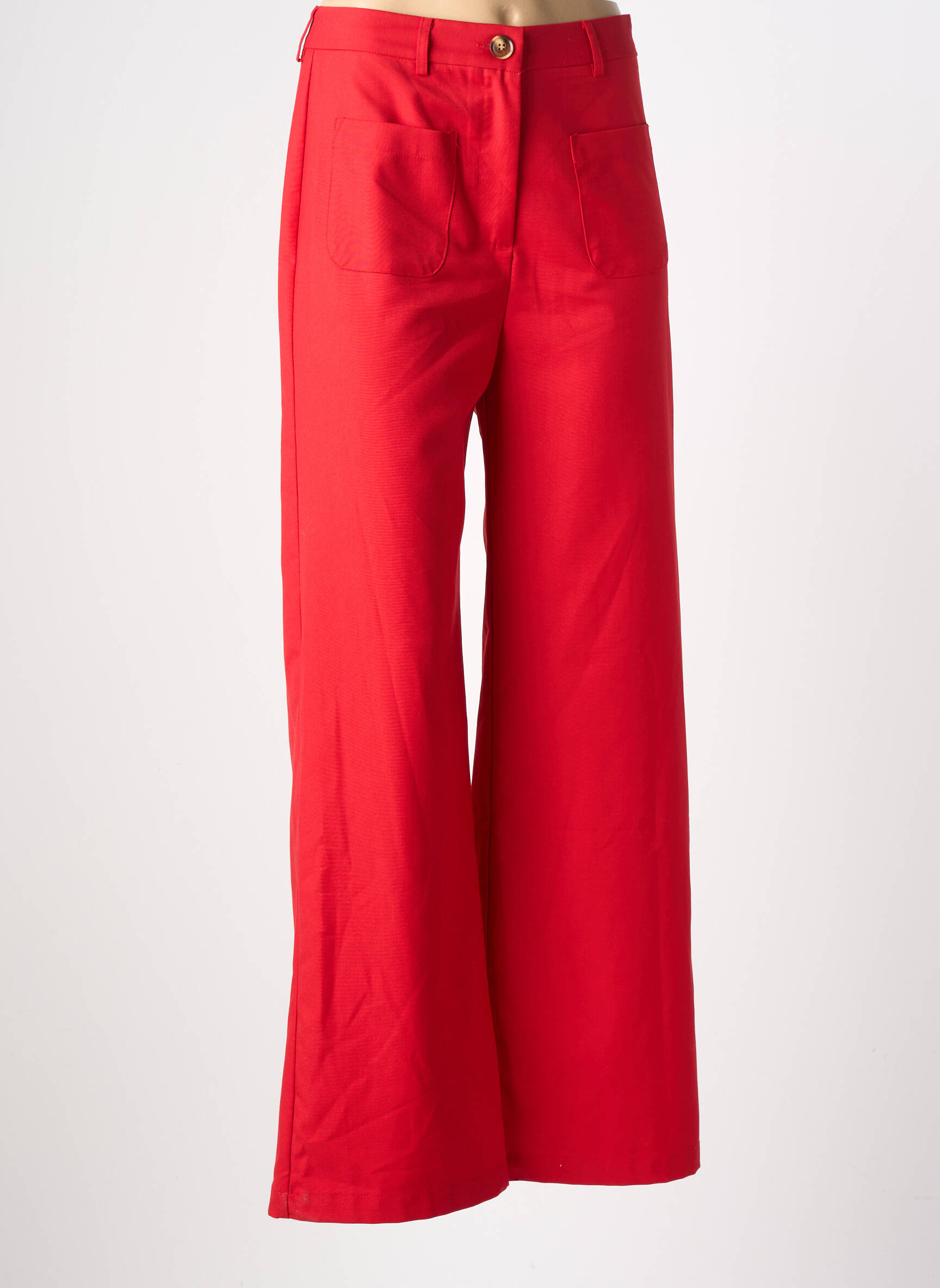 Pantalon evazat talie cu cleme talie înaltă roșu LA PETITE ETOILE femeie