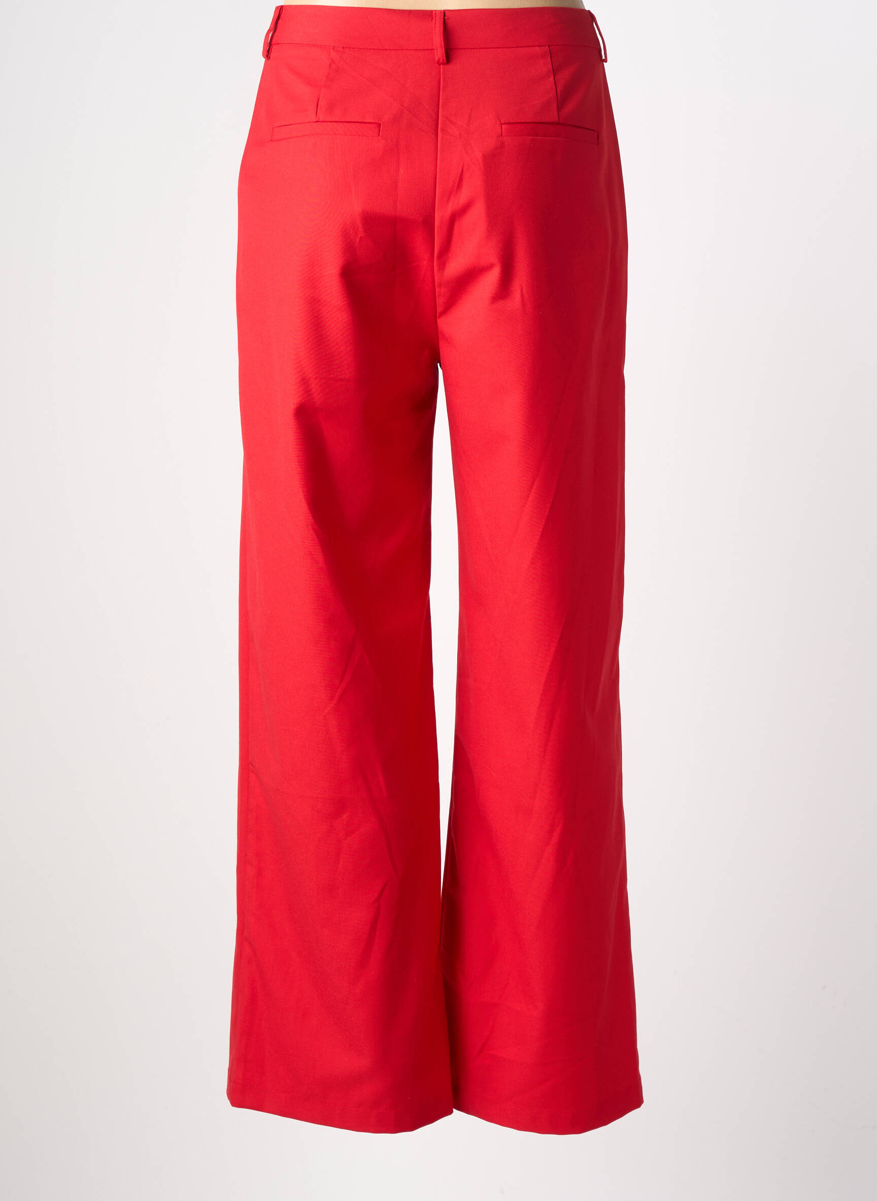 Pantalon evazat talie cu cleme talie înaltă roșu LA PETITE ETOILE femeie