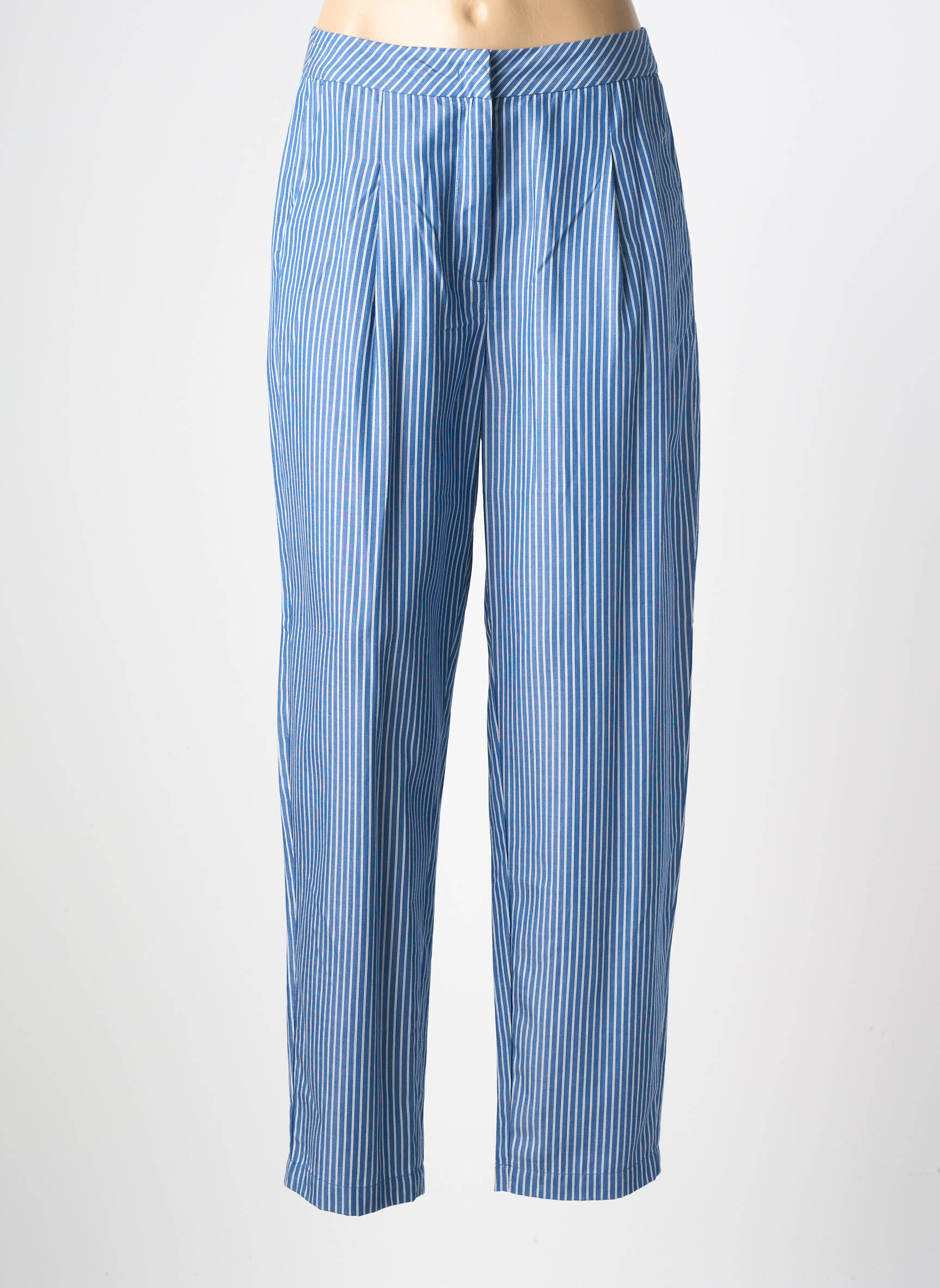 Pantalon drept închidere cu fermoar sub clapetă cu cârlig mărime normală albastru NUMPH femeie
