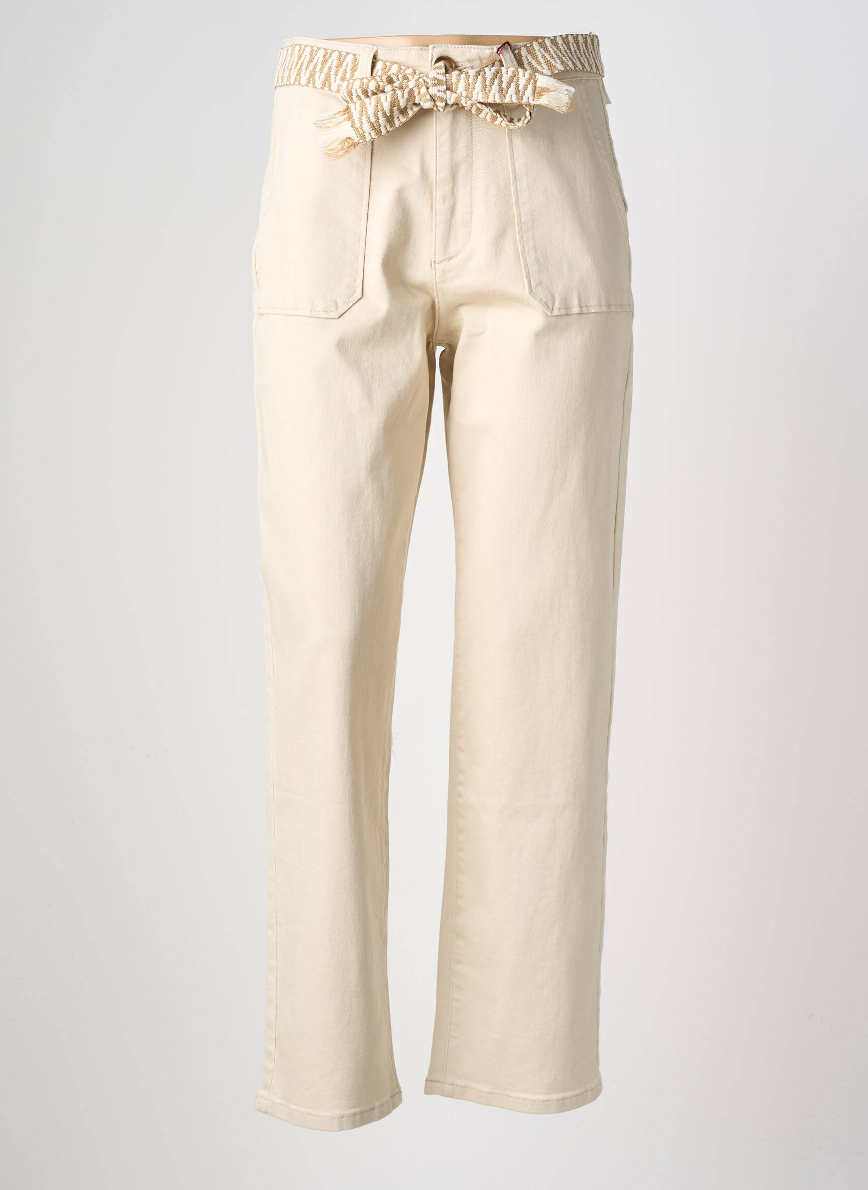 Pantalon drept elasticitate talie înaltă bej LA PETITE ETOILE femeie