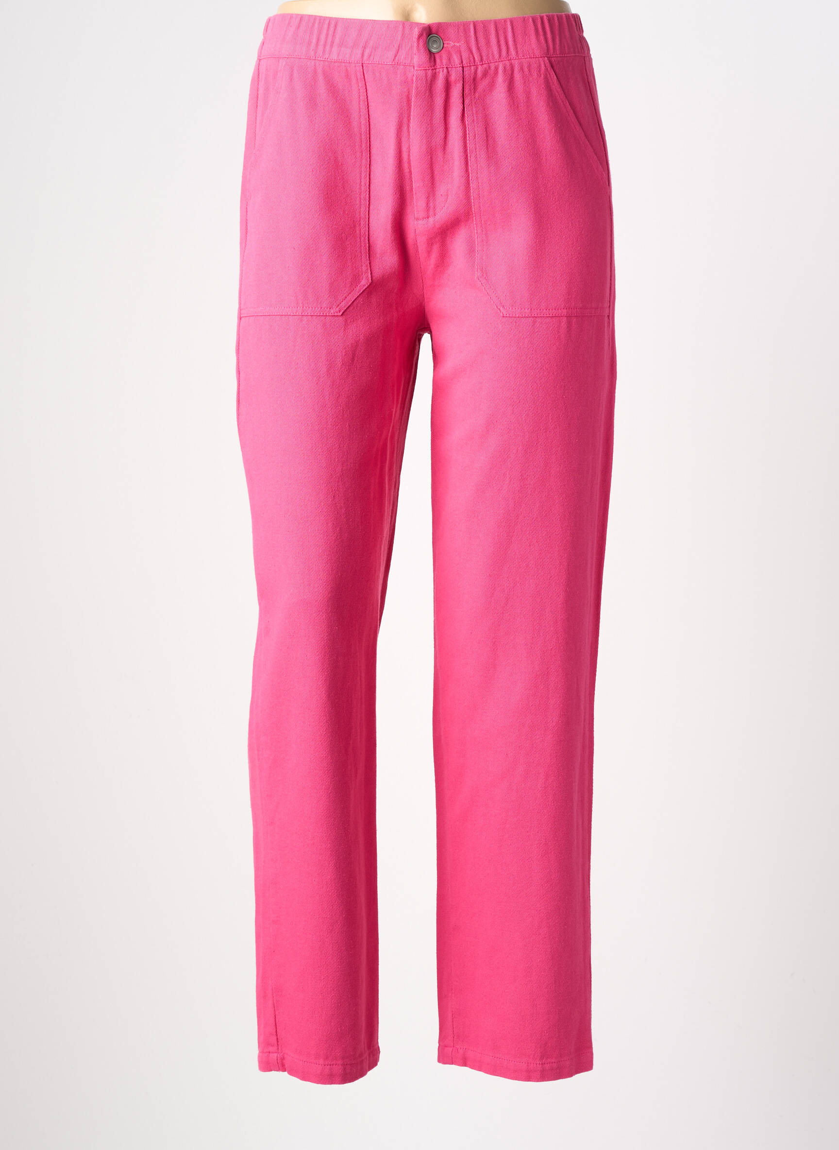 Pantalon drept elasticitate roz EMILIE.K femeie