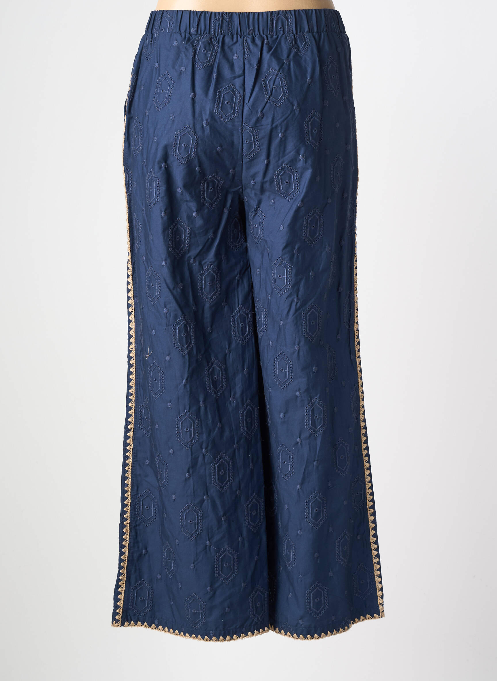 Pantalon larg croială fluidă mărime normală albastru EMILIE.K femeie