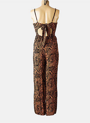 Salopetă-pantalon țesătură crep bretele subțiri maro ARTLOVE femeie